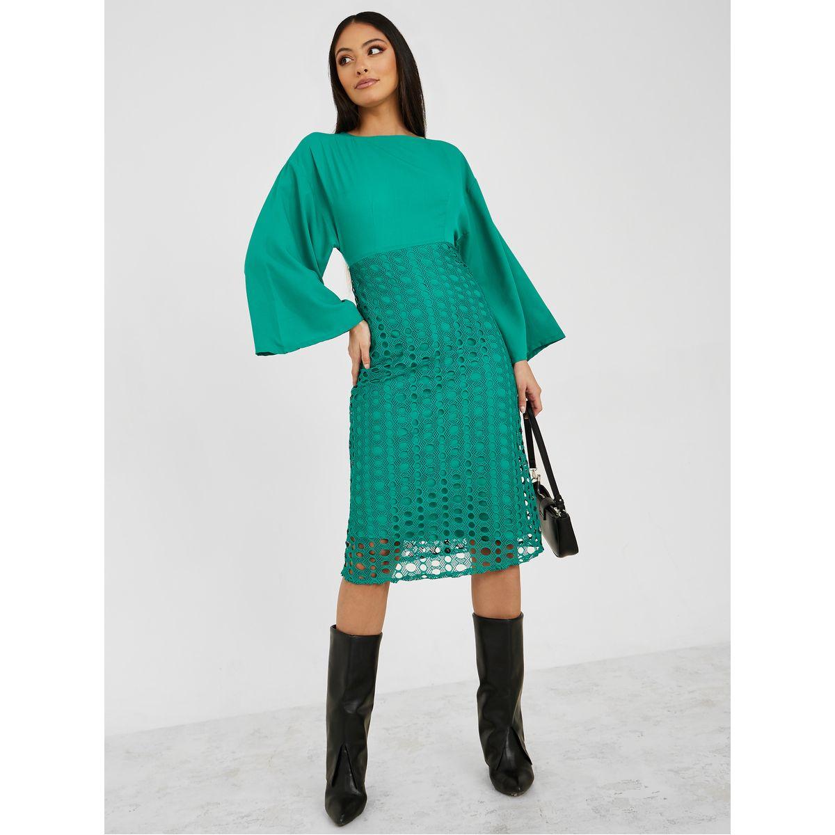 فستان ميدي بتداخلات كروشيه-women-clothing-dresses-image-2