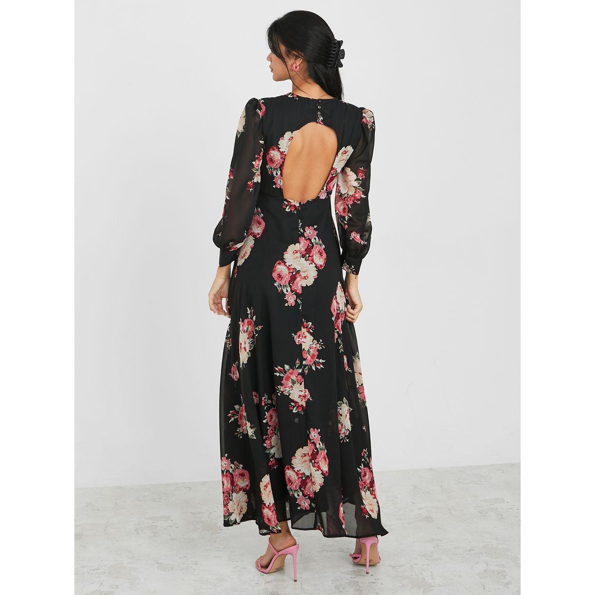 Styli Long Sleeves Cut-Out Back Detail Floral A-Line Maxi Dress-women-clothing-dresses-image-4