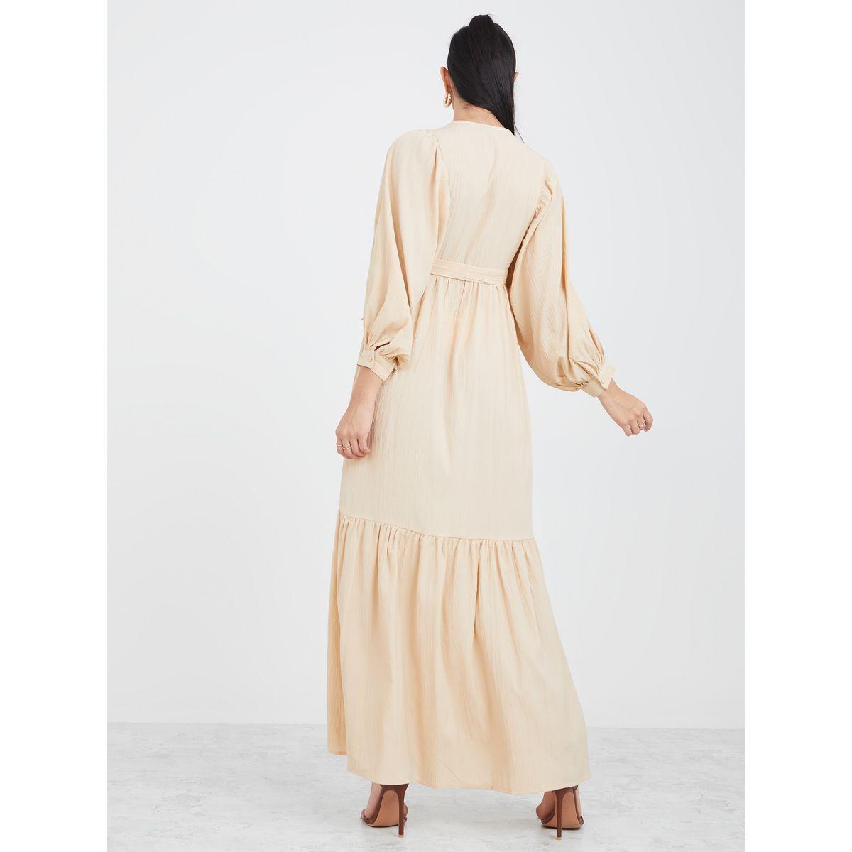 فستان طويل بكسرات مع حزام-women-clothing-dresses-image-4