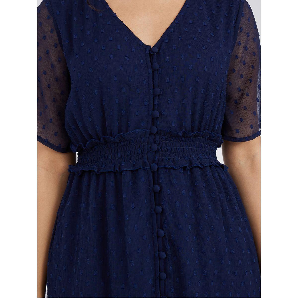فستان ميدي باكمام قصيرة وكشكش-women-clothing-dresses-image-3