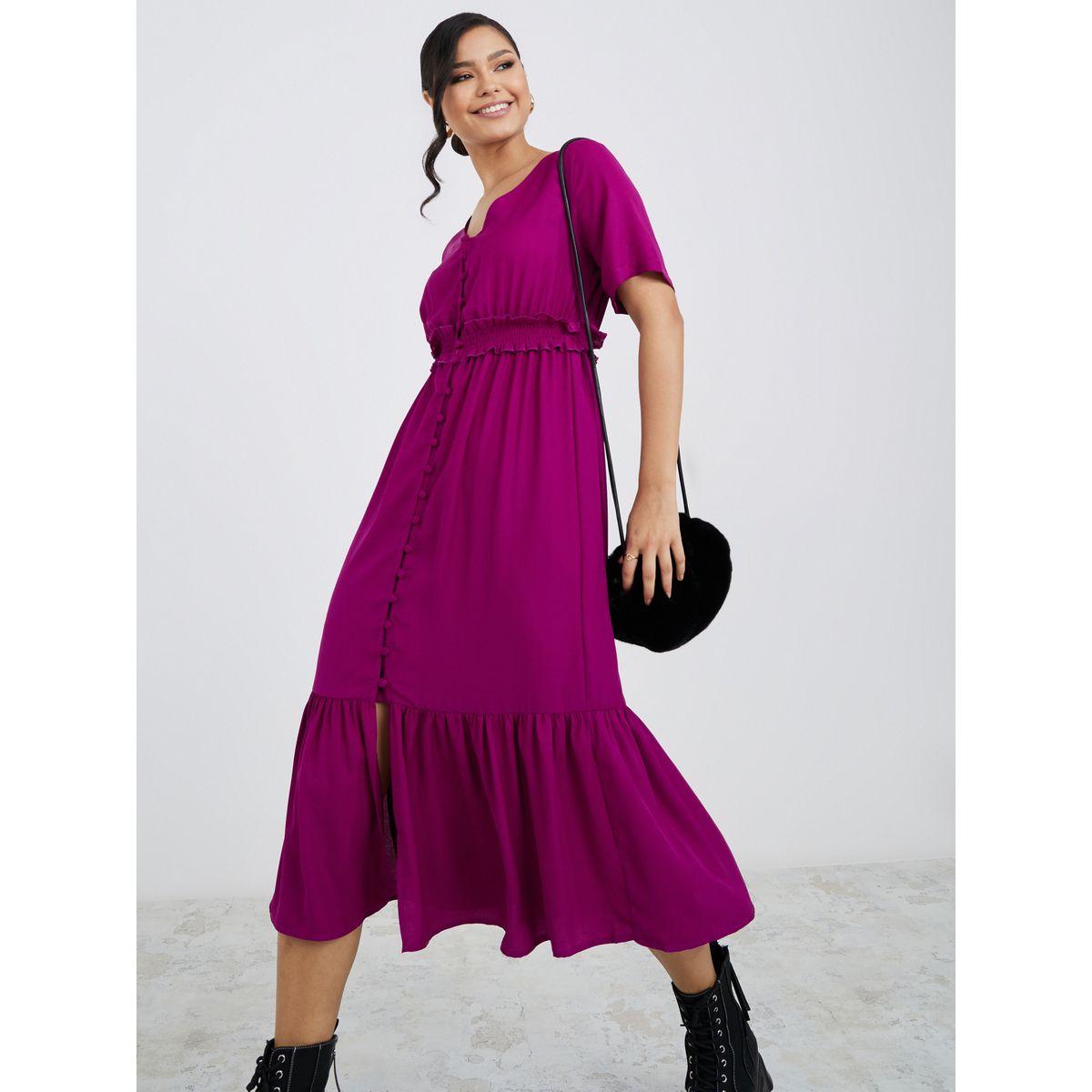 فستان ميدي باكمام قصيرة-women-clothing-dresses-image-1