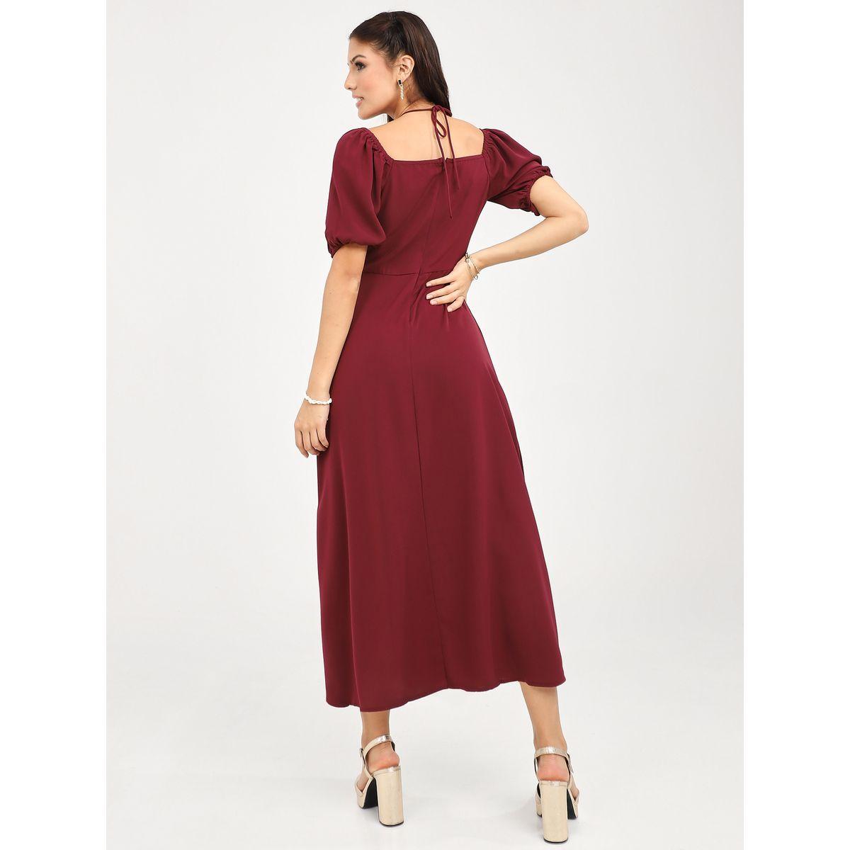 فستان طويل بتفاصيل مزمومة-women-clothing-dresses-image-4
