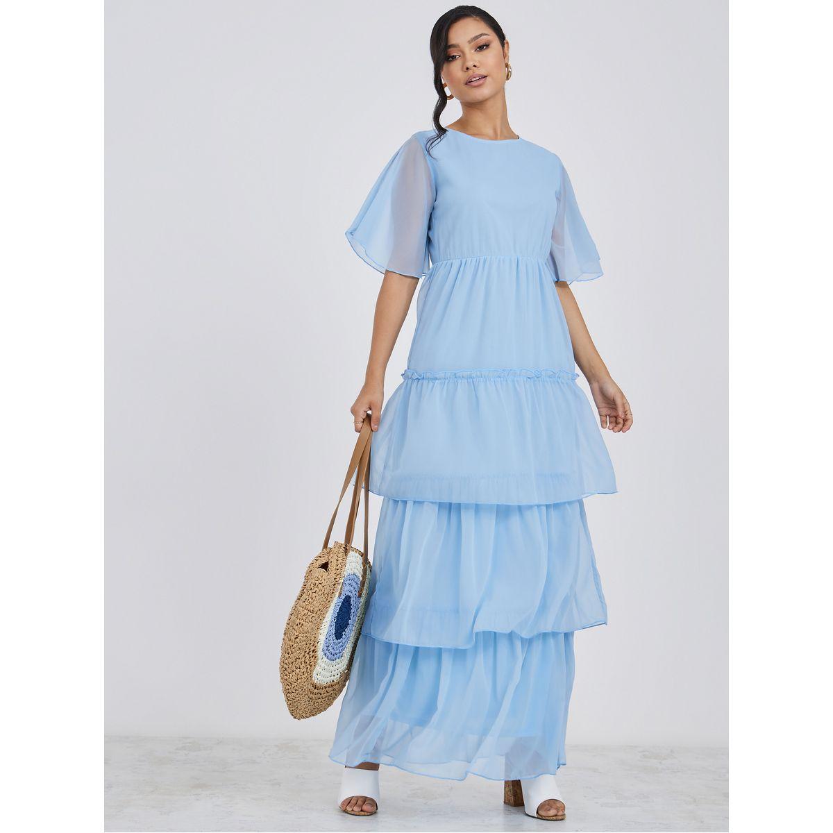 Styli Flare Sleeves Layered Maxi Dress-women-clothing-dresses-image-1