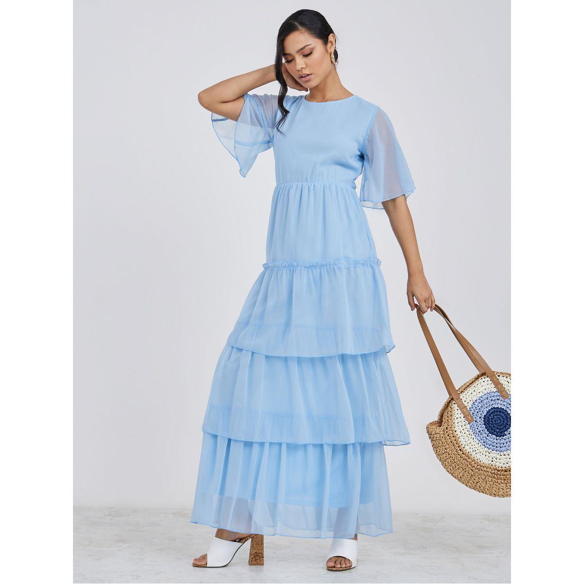 Styli Flare Sleeves Layered Maxi Dress-women-clothing-dresses-image-2