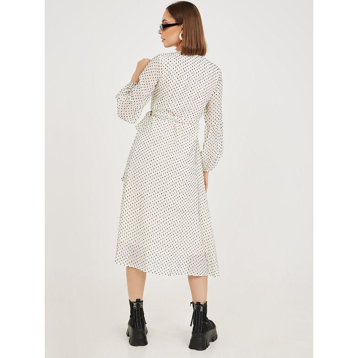 Styli Long Sleeves Polka Dot Print Wrap Midi Dress-women-clothing-dresses-image-4