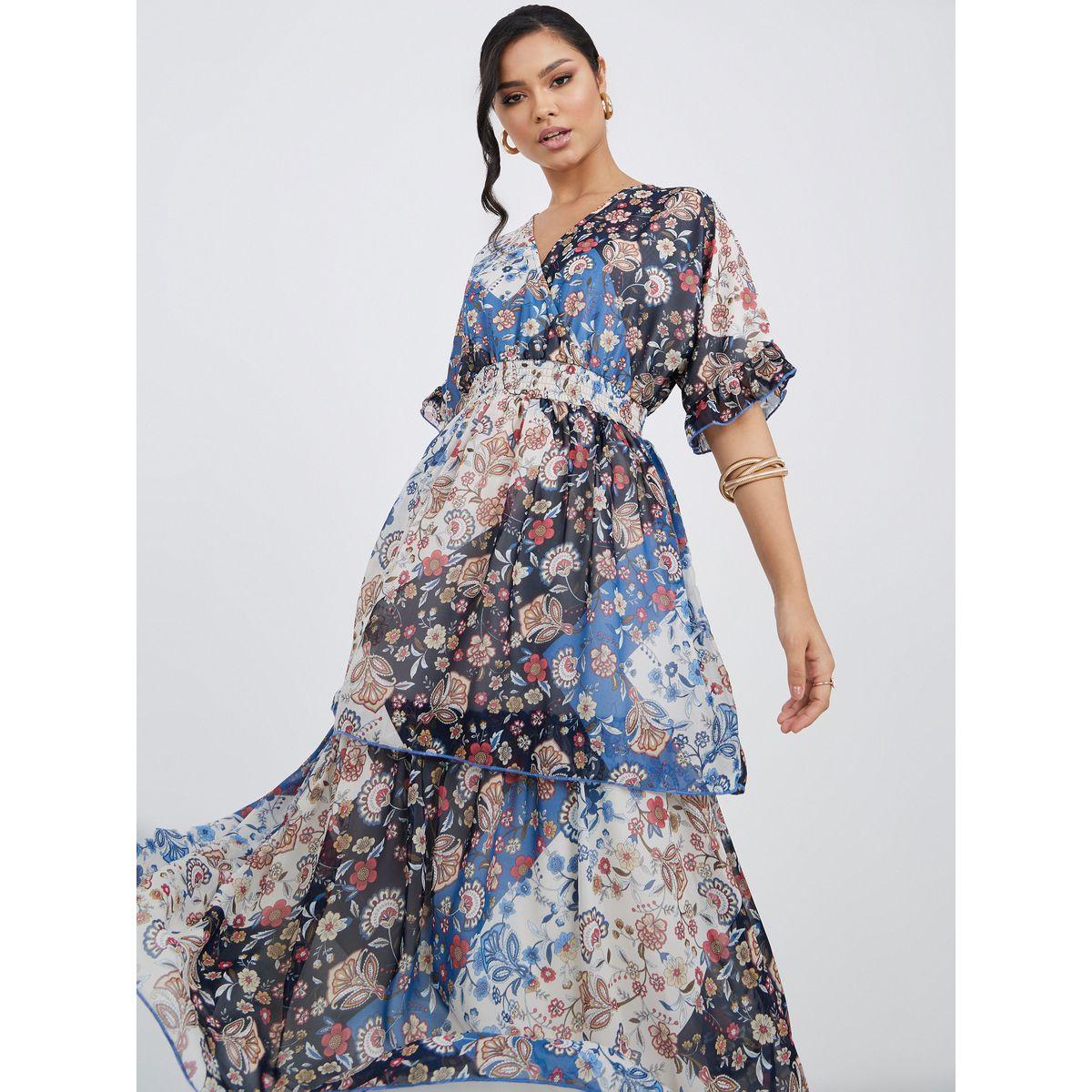 فستان ميدي باكمام قصيرة-women-clothing-dresses-image-1