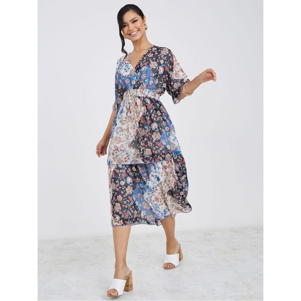 فستان ميدي باكمام قصيرة-women-clothing-dresses-image-2