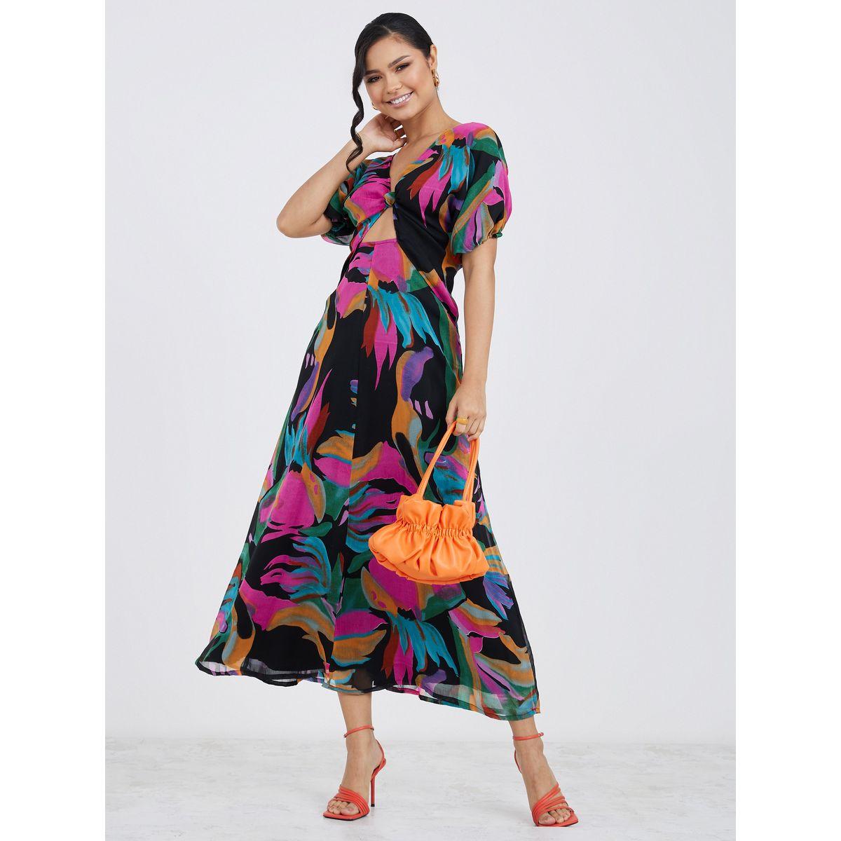 Styli Short Sleeves Abstract Print A-Line Maxi Dress -women-clothing-dresses-image-1
