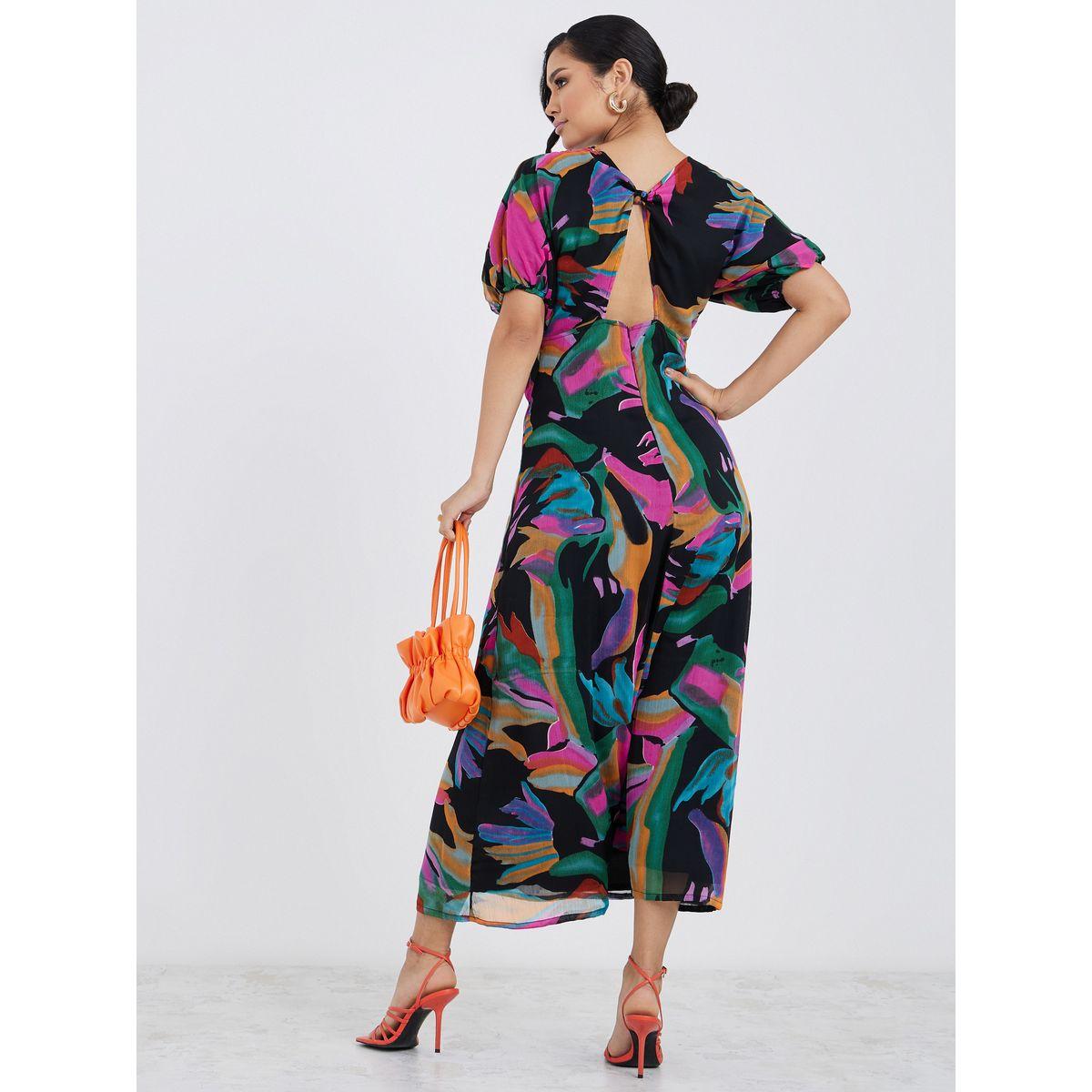 Styli Short Sleeves Abstract Print A-Line Maxi Dress -women-clothing-dresses-image-4