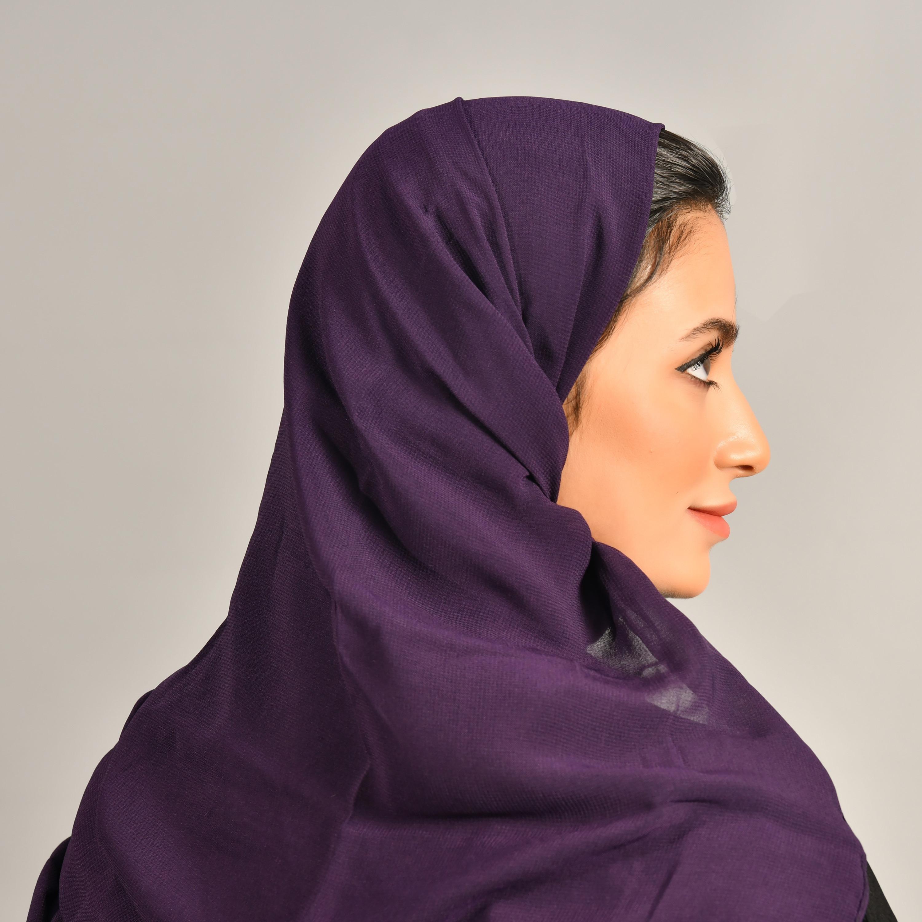 Hawraa Purple Plain Tradition Hijab-women-arabicclothing-headscarf-hijab-image-3