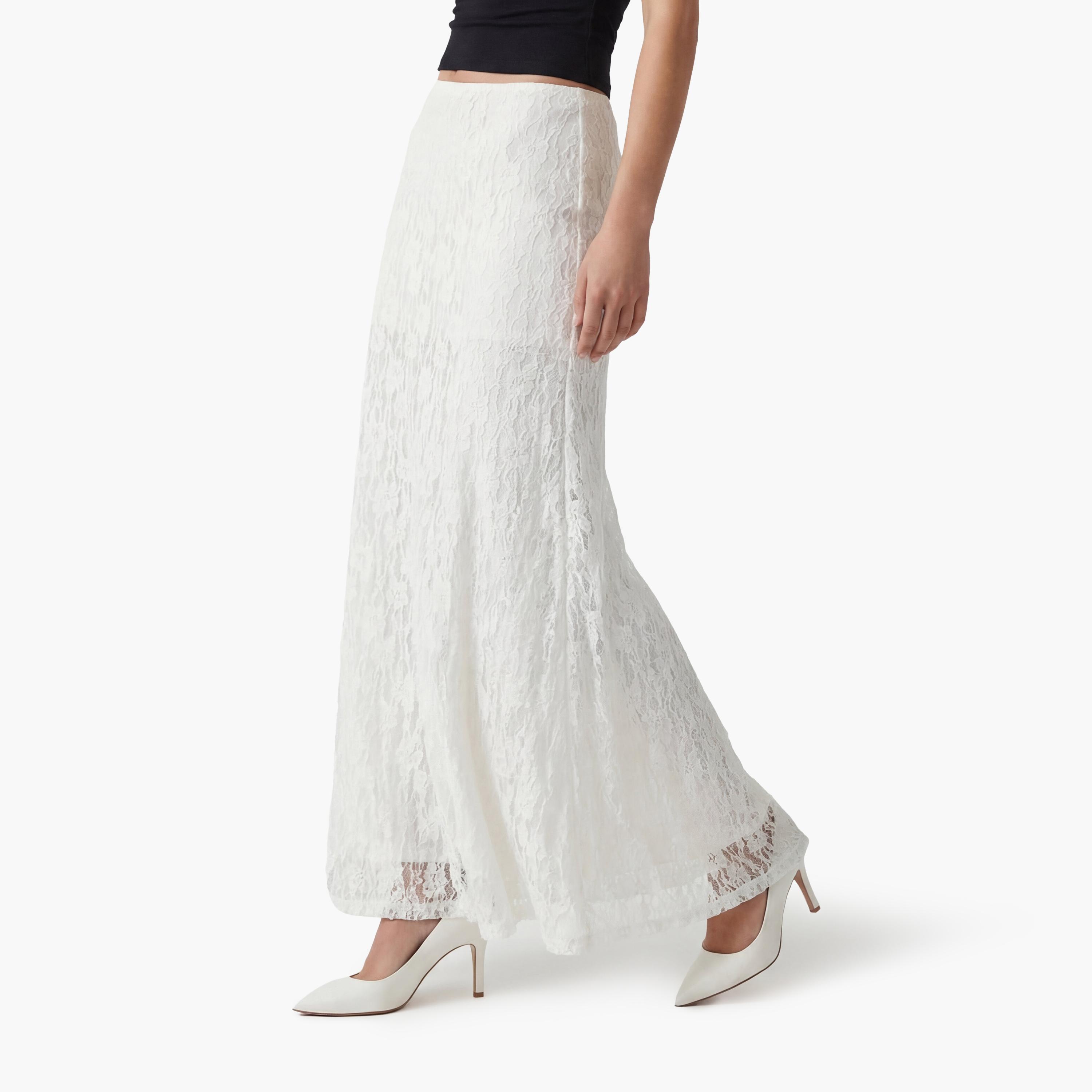 KOTON White Floral Lace A-Line Women's Maxi Skirt-women-clothing-bottoms-skirts-image-3