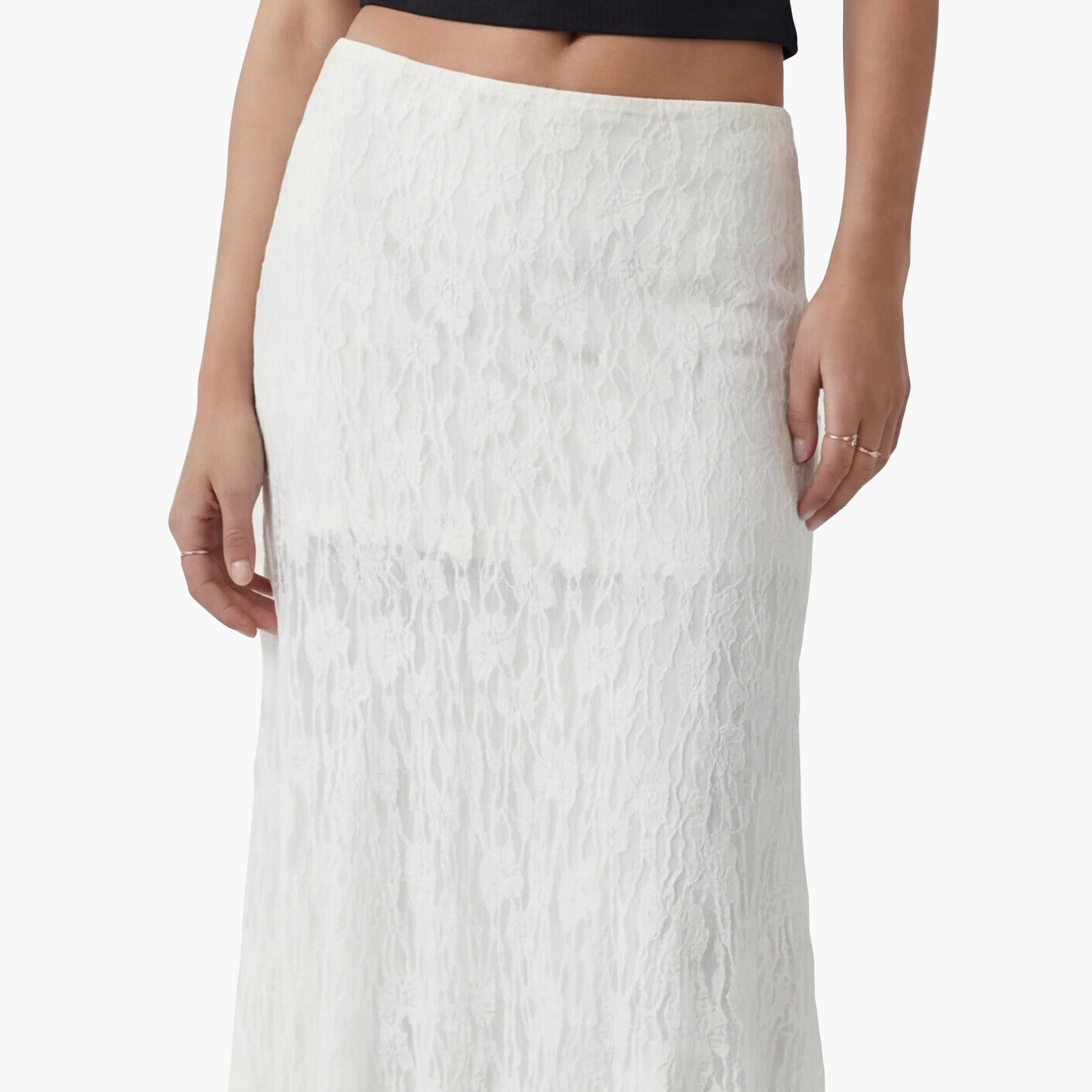 KOTON White Floral Lace A-Line Women's Maxi Skirt-women-clothing-bottoms-skirts-image-5