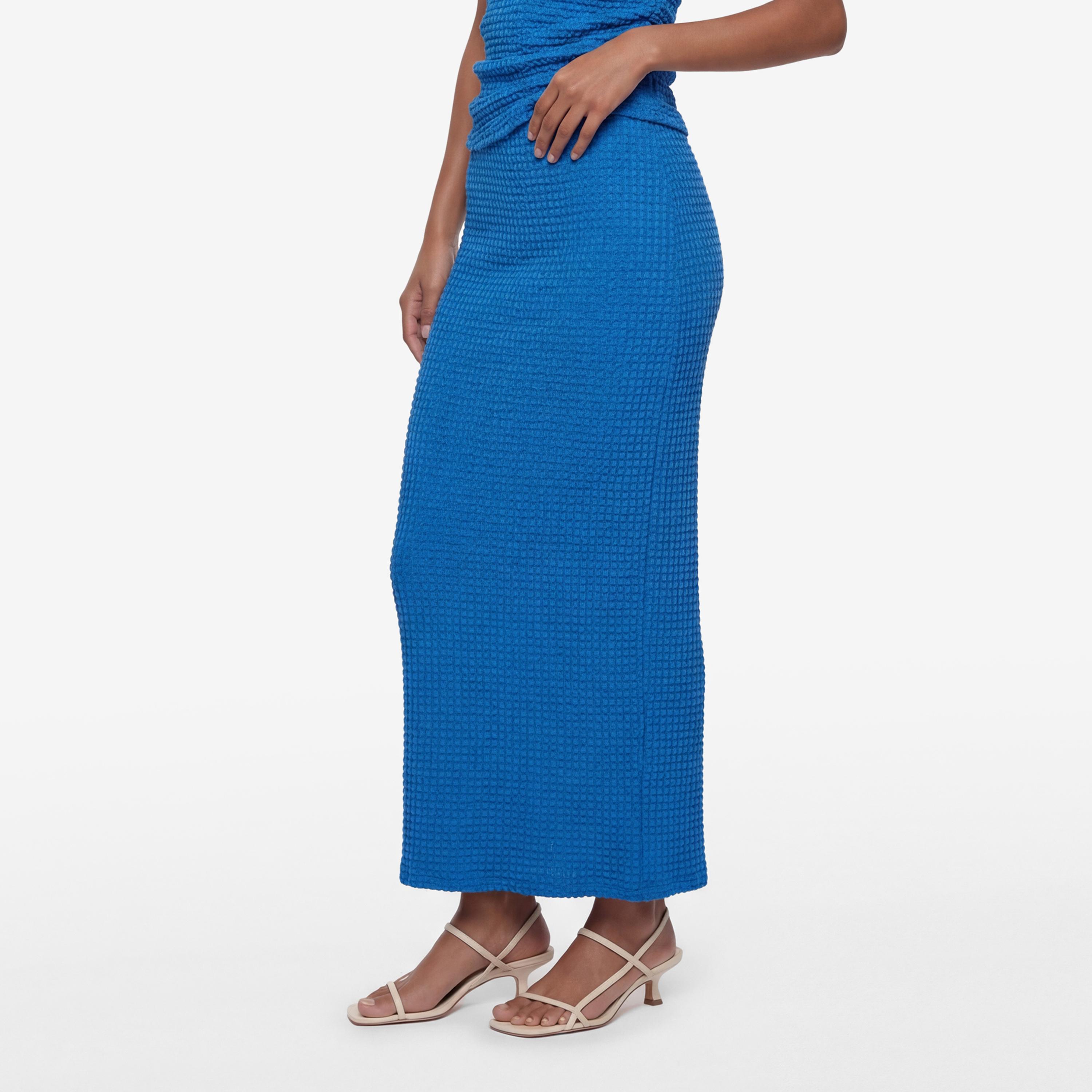 KOTON Blue Textured Straight Women's Maxi Skirt-women-clothing-bottoms-skirts-image-3