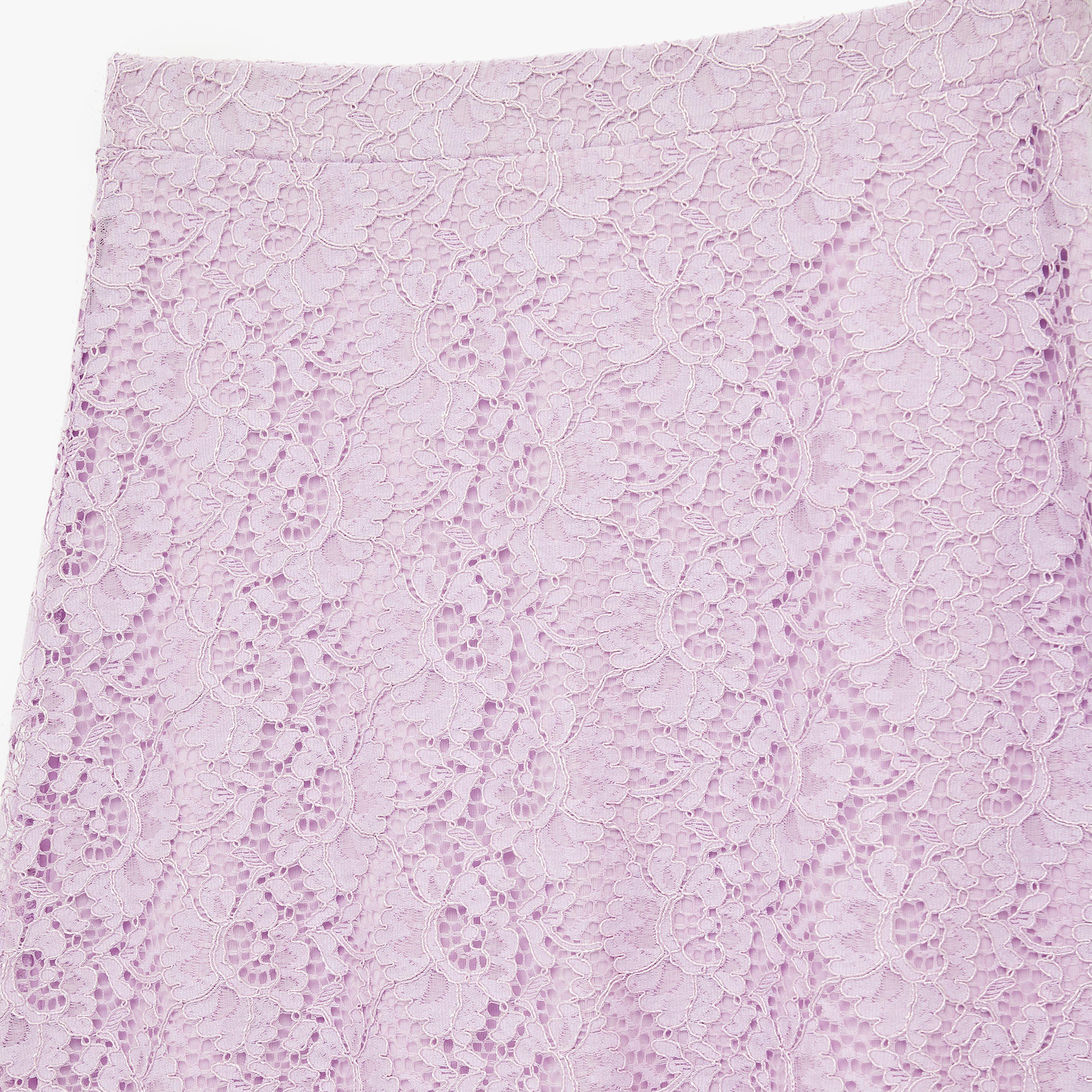 KOTON Lavender Floral Lace A-Line Women's Midi Skirt-women-clothing-bottoms-skirts-image-5