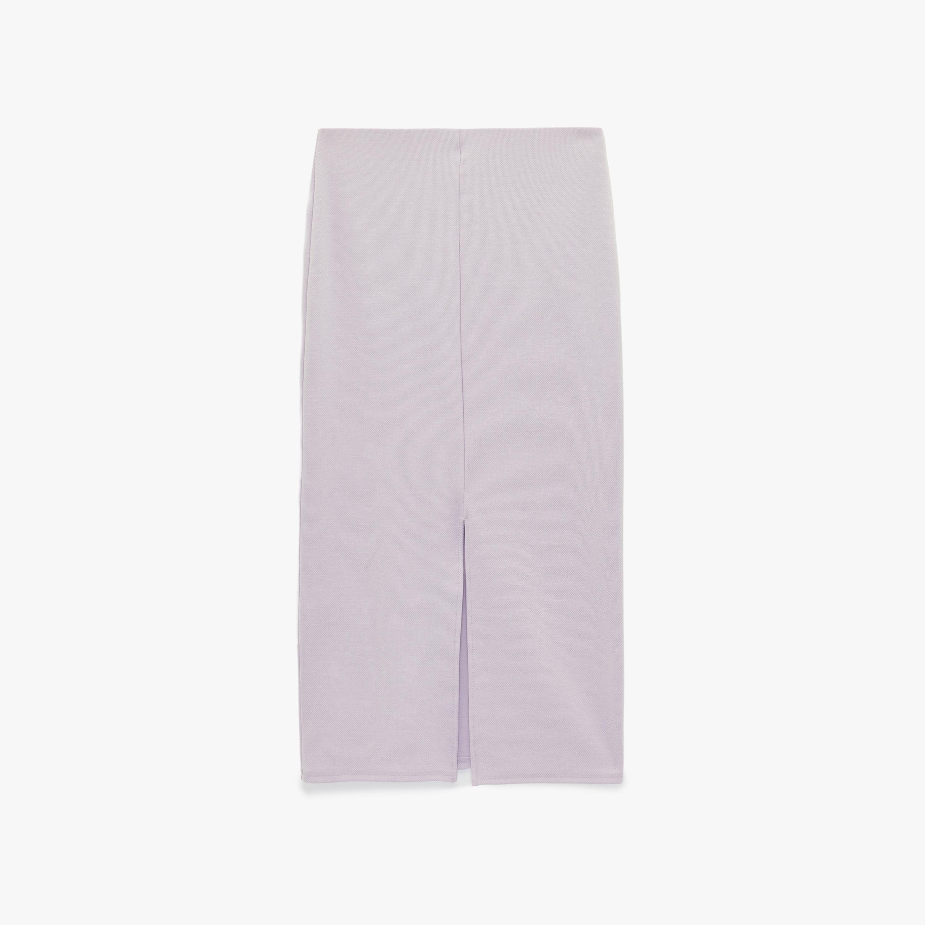 تنورة ميدي نسائية قصة قلم الرصاص (بنسل) بلون لافندر من كوتون-women-clothing-bottoms-skirts-image-4