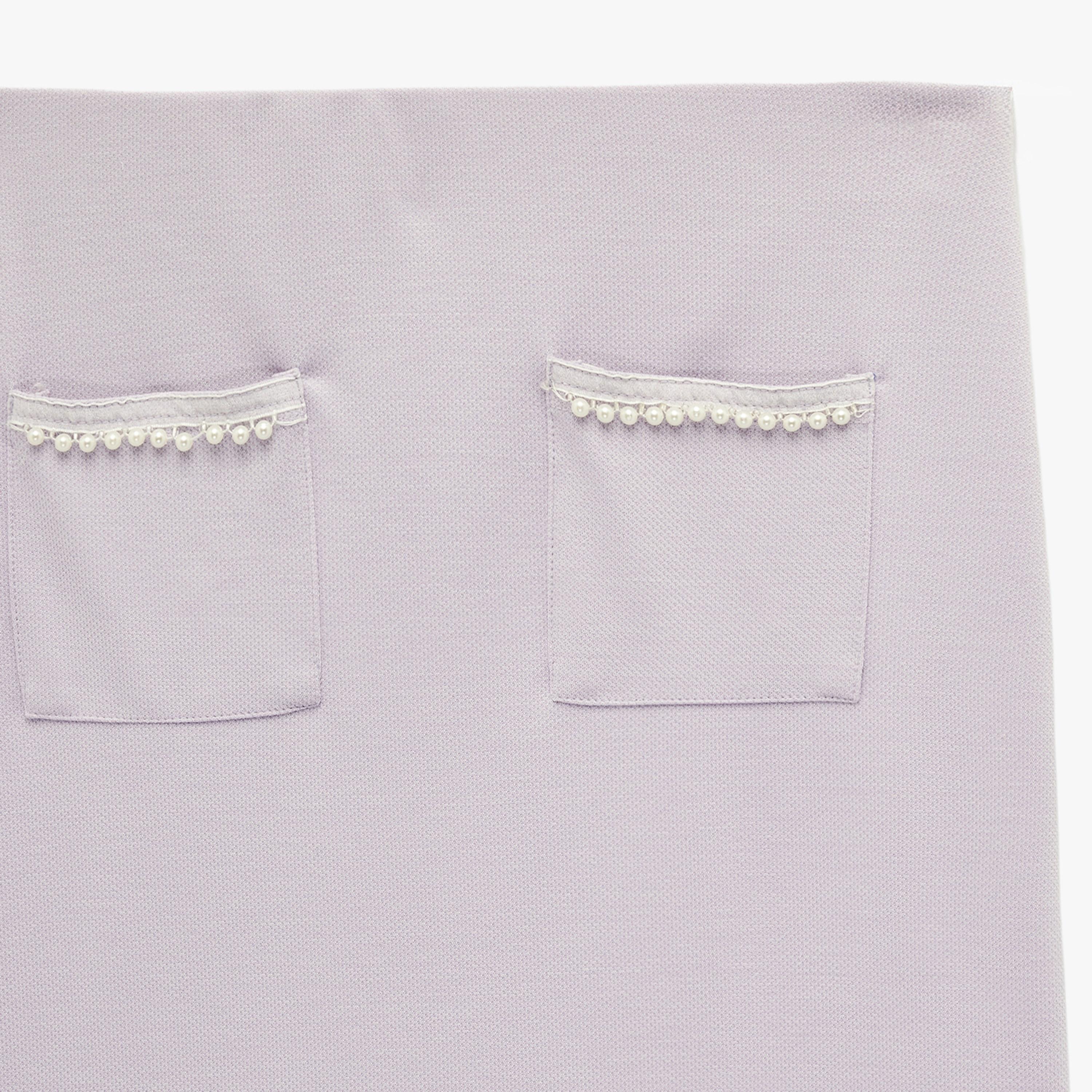 تنورة ميدي نسائية قصة قلم الرصاص (بنسل) بلون لافندر من كوتون-women-clothing-bottoms-skirts-image-5
