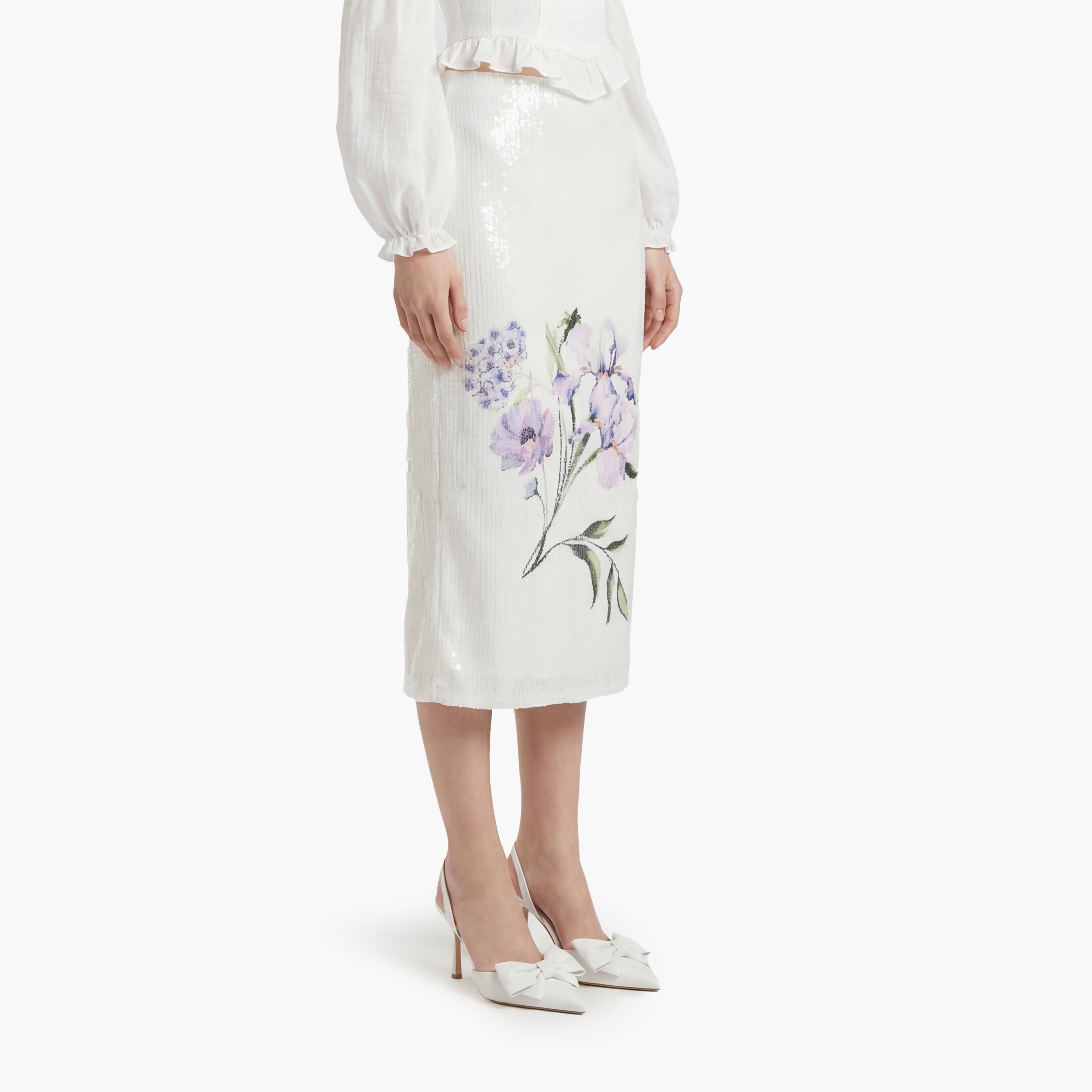 KOTON White Sequined Floral Pencil Evening Women's Midi Skirt-women-clothing-bottoms-skirts-image-3