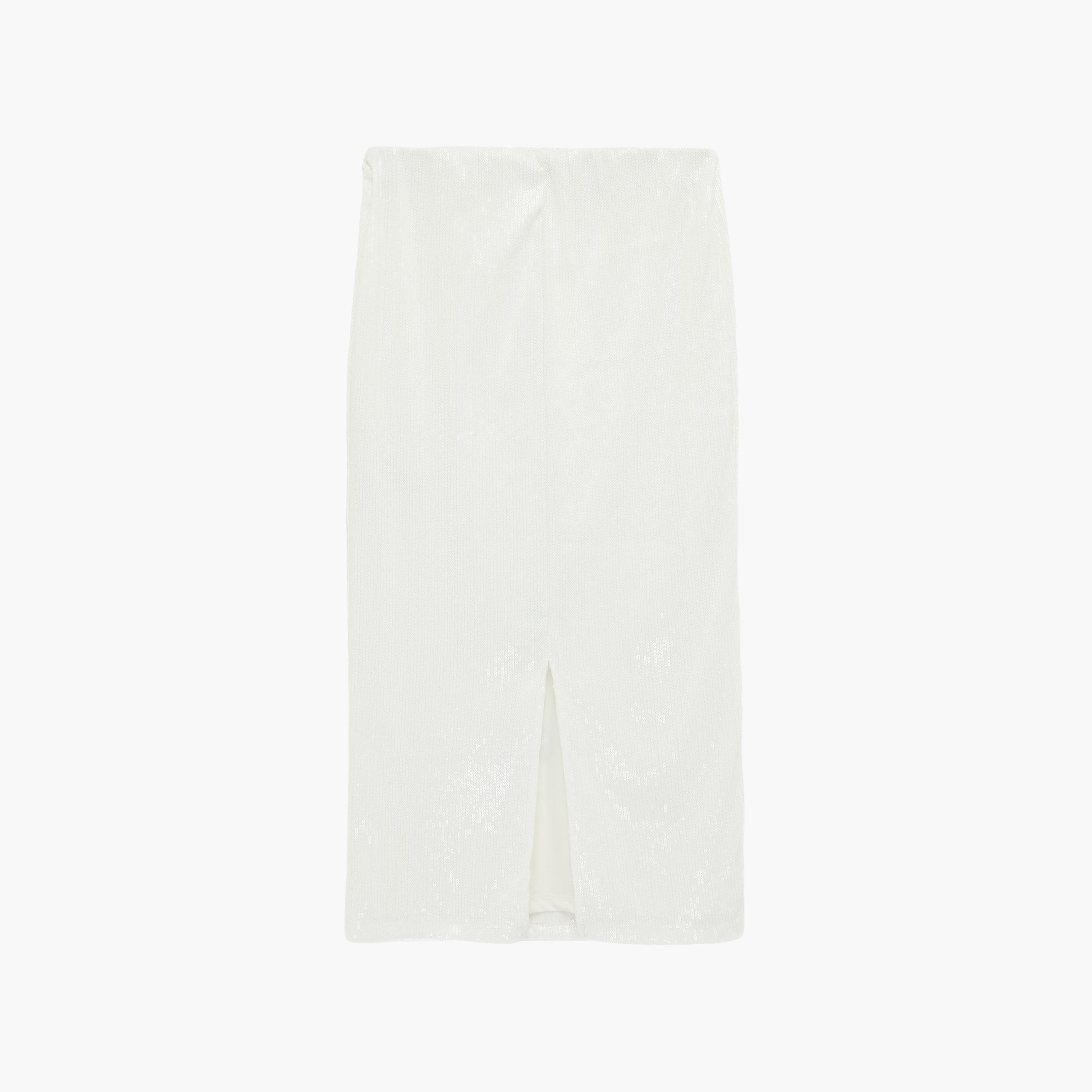 KOTON White Sequined Floral Pencil Evening Women's Midi Skirt-women-clothing-bottoms-skirts-image-7