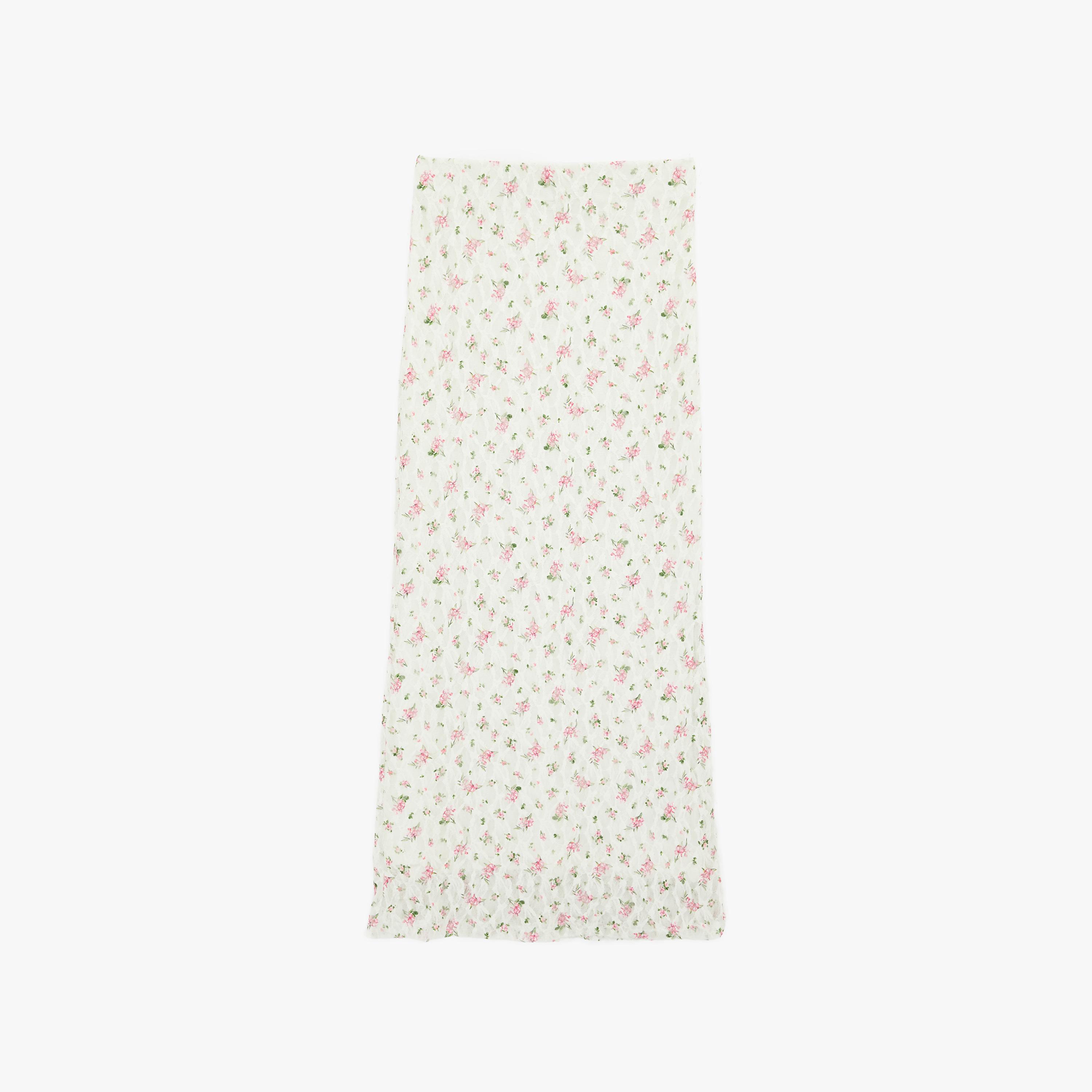 KOTON White Floral Print Straight Women's Maxi Skirt-women-clothing-bottoms-skirts-image-3