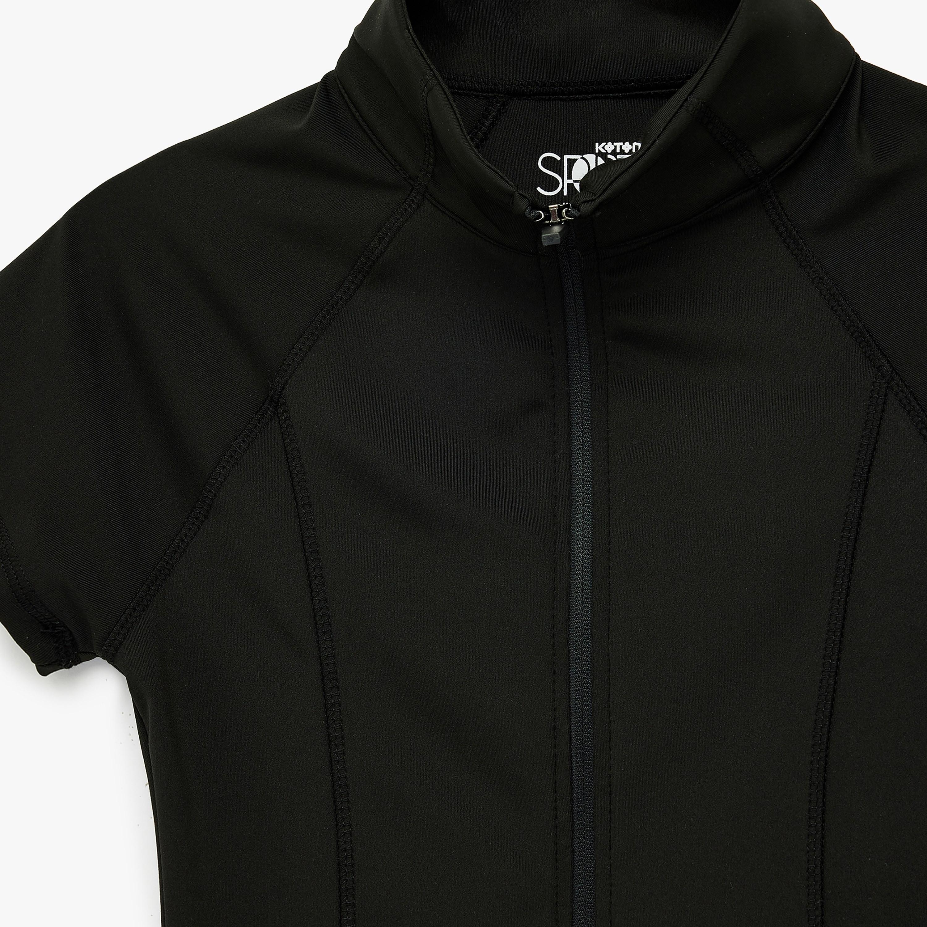 KOTON Black High Neck Raglan Sleeves Women's Sports T-Shirt-sports-women-clothing-tshirtsandvests-image-5