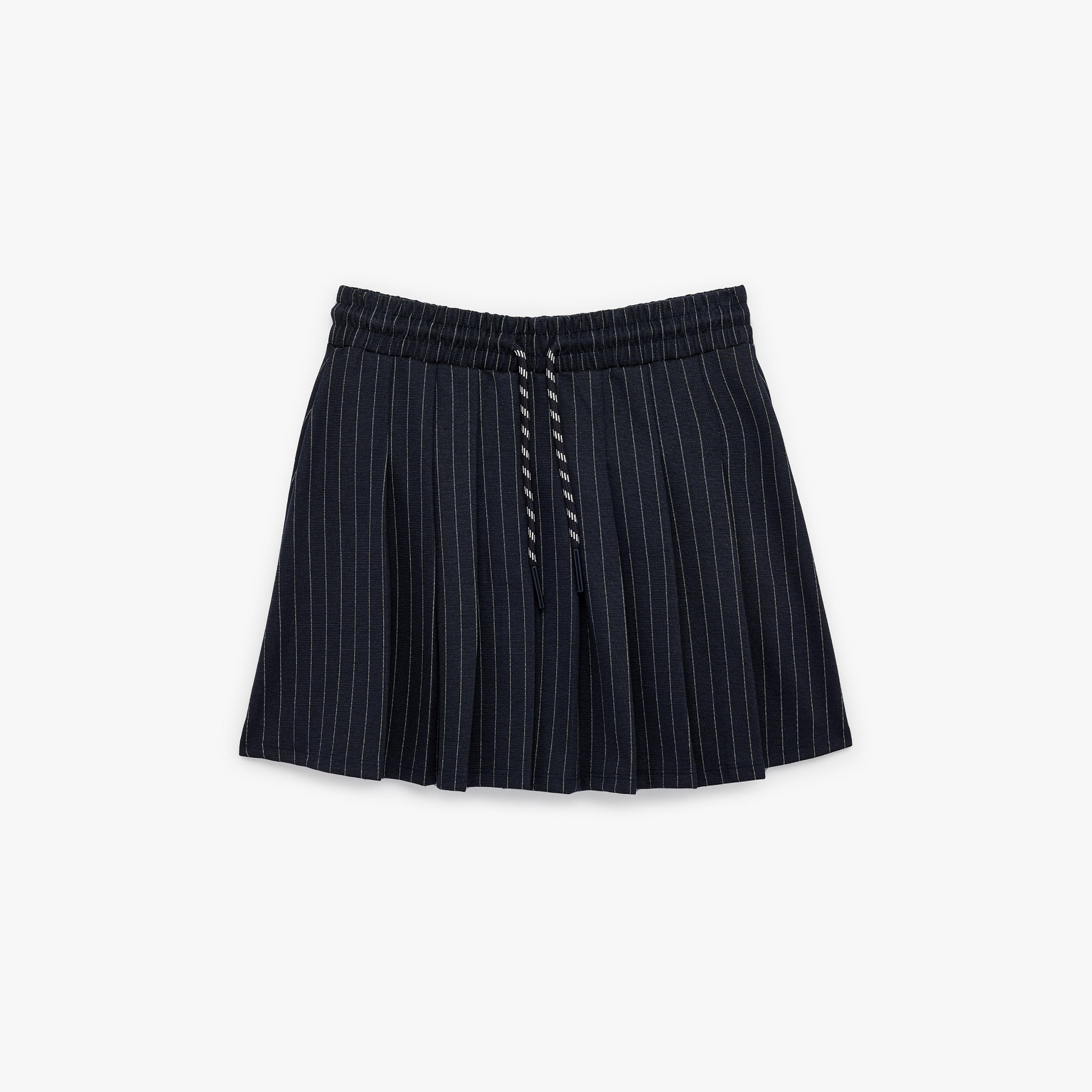 KOTON Navy Striped & Pleated A-Line Women's Mini Skirt-women-clothing-bottoms-skirts-image-4