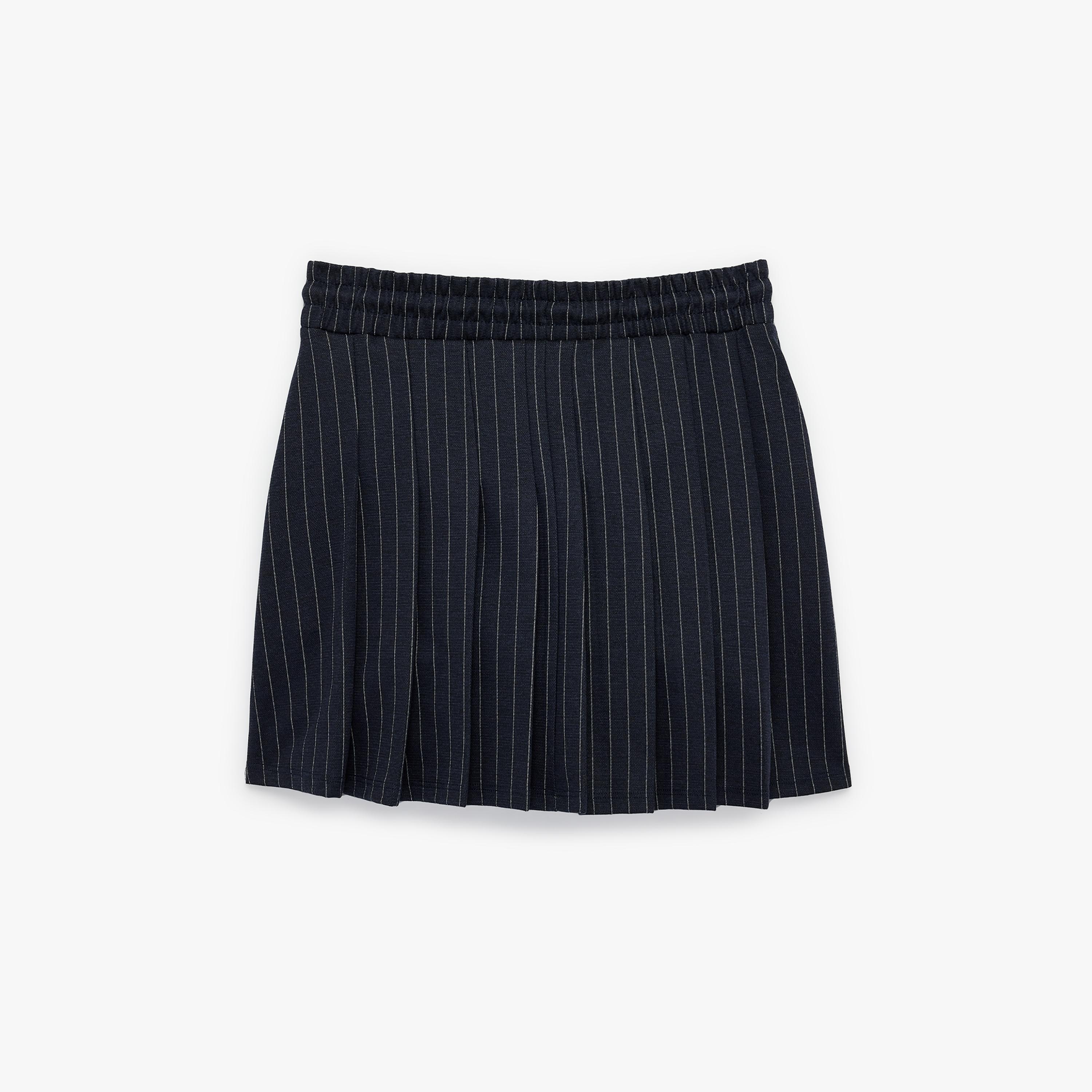 KOTON Navy Striped & Pleated A-Line Women's Mini Skirt-women-clothing-bottoms-skirts-image-5