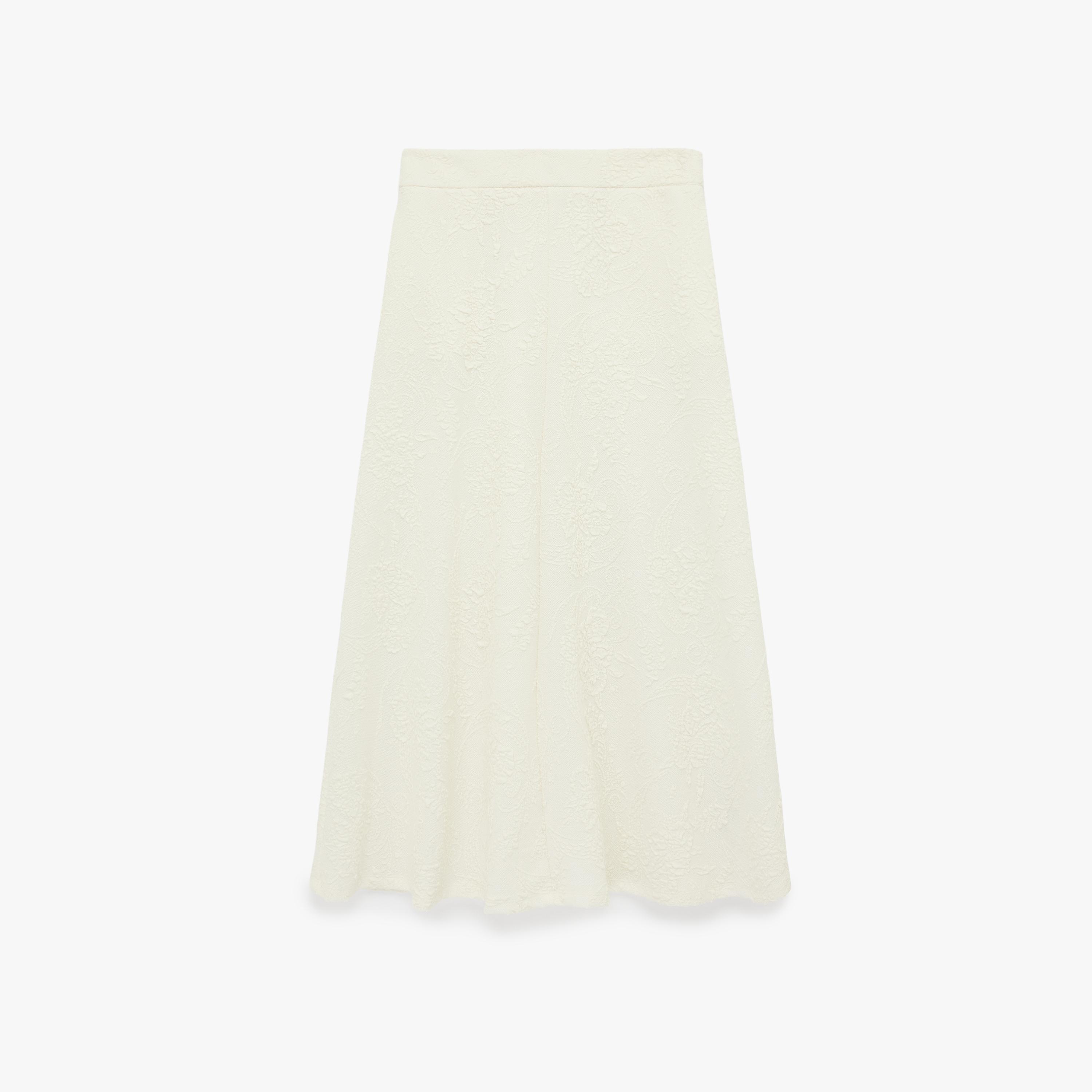 KOTON Cream Floral Textured A-Line Women's Maxi Skirt-women-clothing-bottoms-skirts-image-4