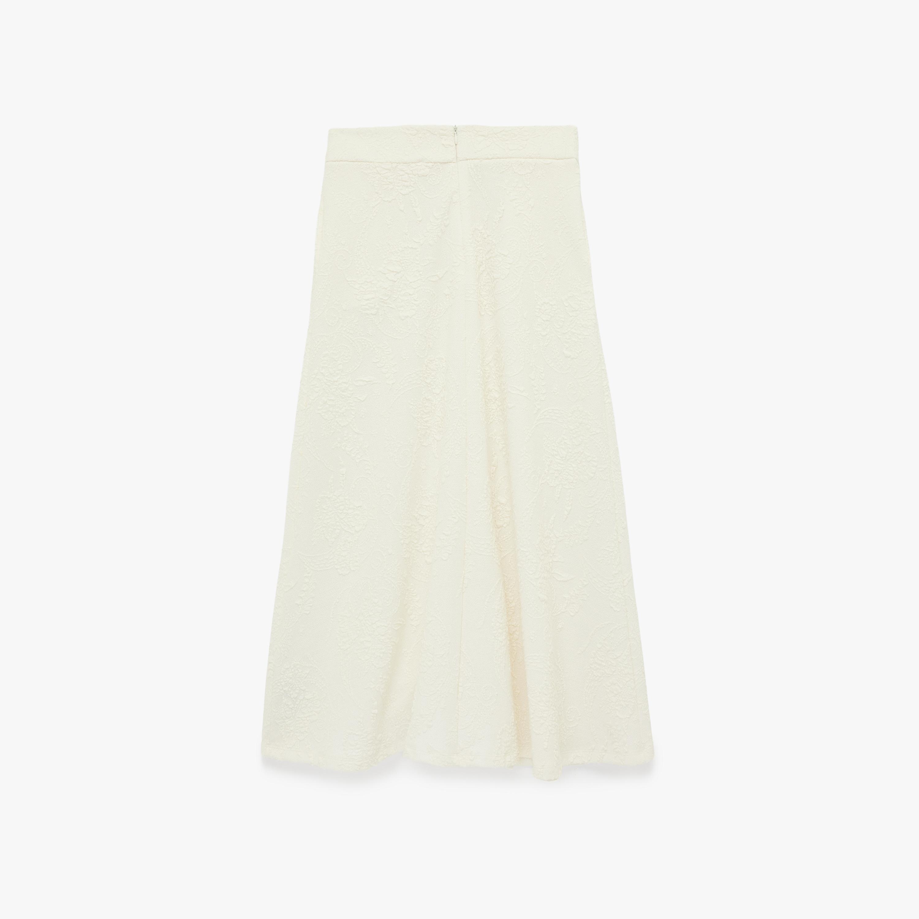 KOTON Cream Floral Textured A-Line Women's Maxi Skirt-women-clothing-bottoms-skirts-image-5