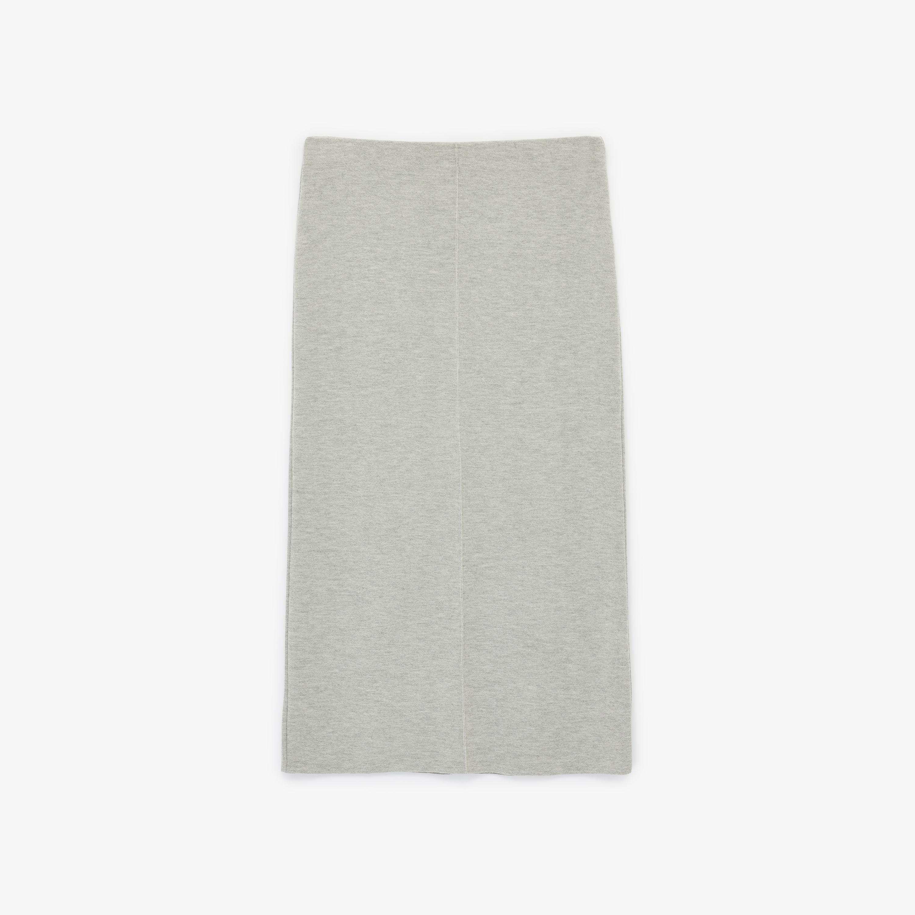 تنورة ماكسي نسائية قصة قلم الرصاص (بنسل) بلون رمادي فاتح من كوتون-women-clothing-bottoms-skirts-image-3