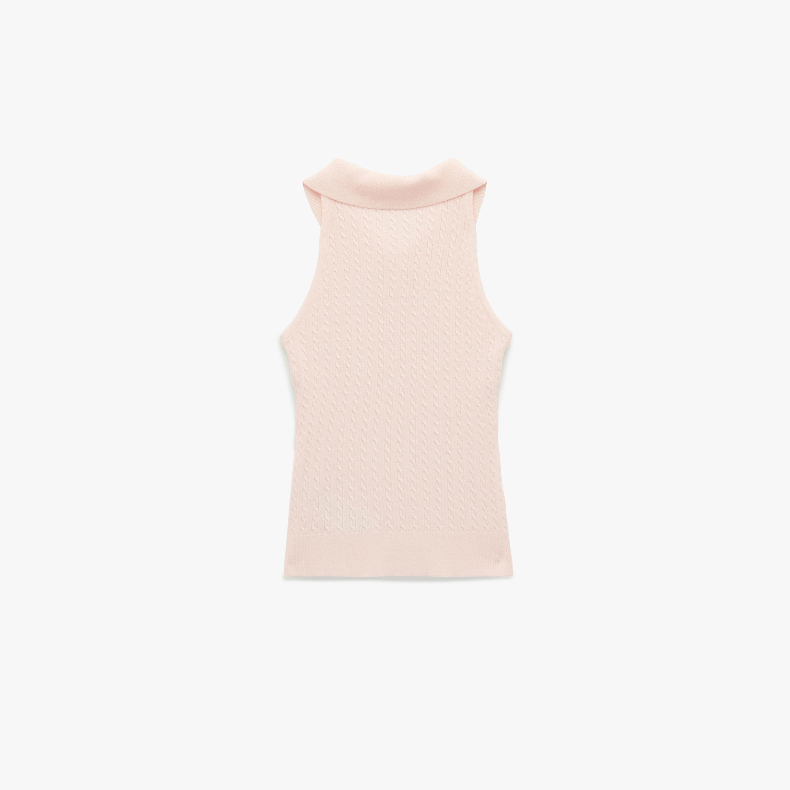 توب نسائي محبوك بضفائر وبياقة قميص بلون وردي من كوتون-women-clothing-shirtsandblouses-blouses-image-4