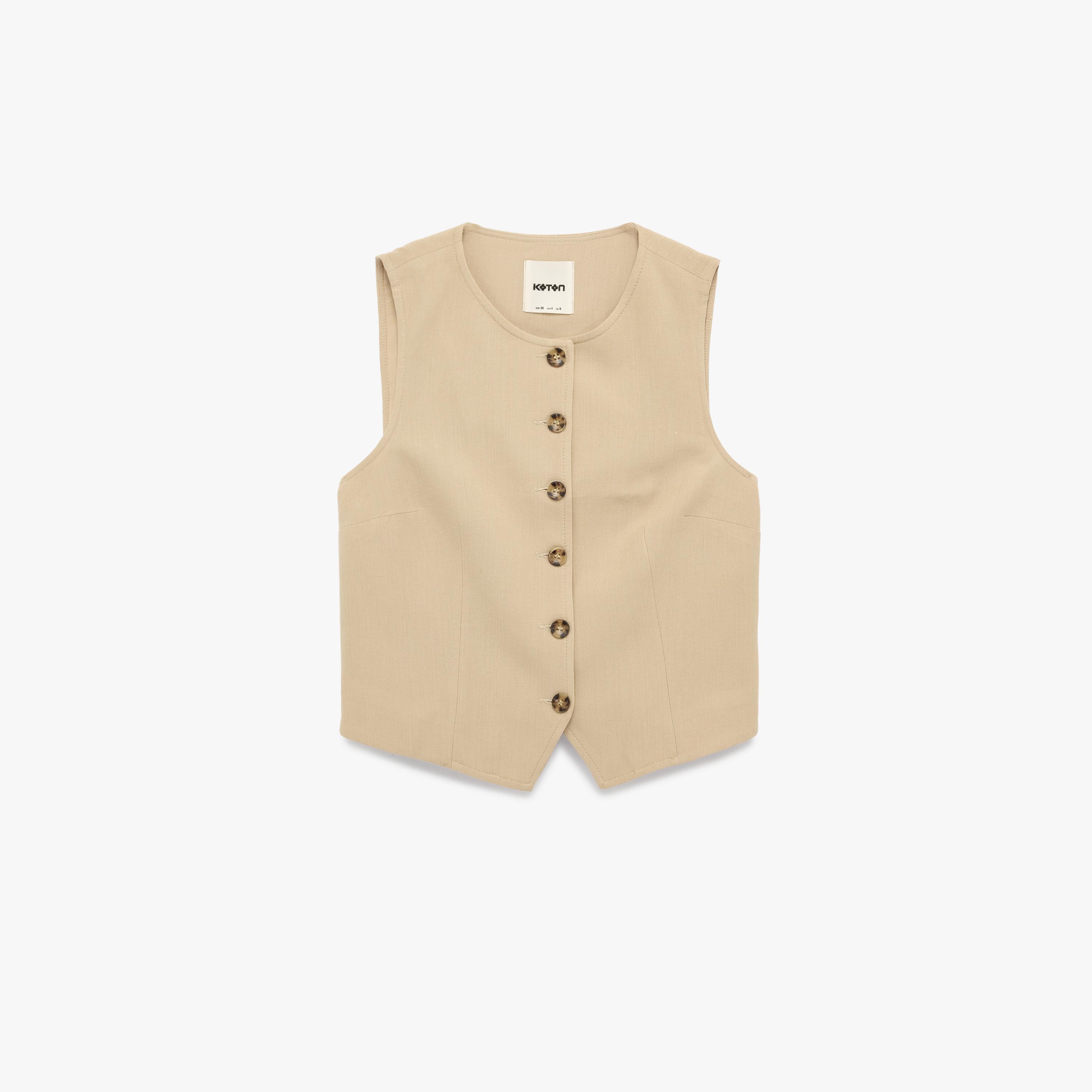 KOTON Brown Women's Waistcoat-women-winterwear-coatsandjackets-waistcoats-image-3