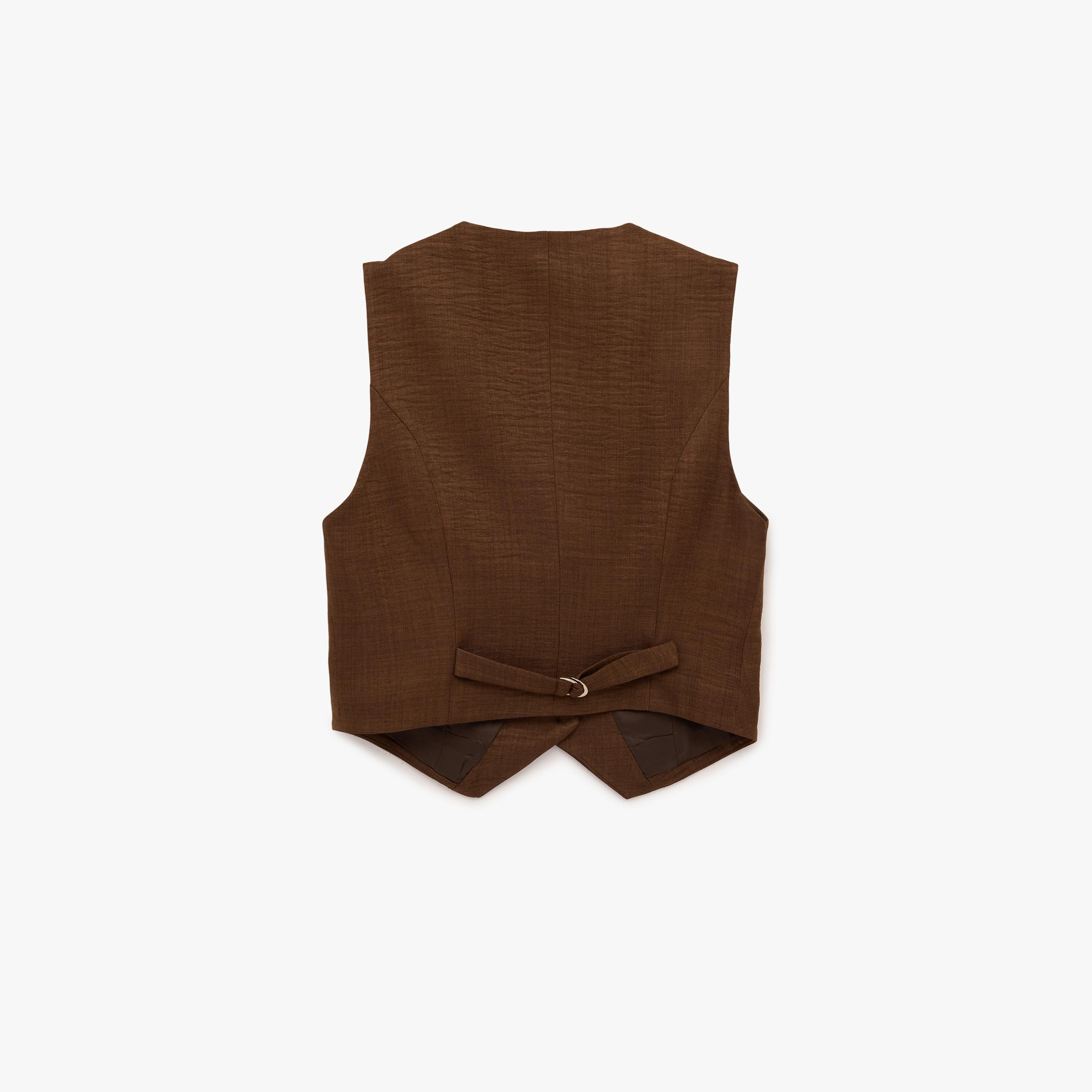 KOTON Brown Textured Women's Waistcoat-women-winterwear-coatsandjackets-waistcoats-image-4