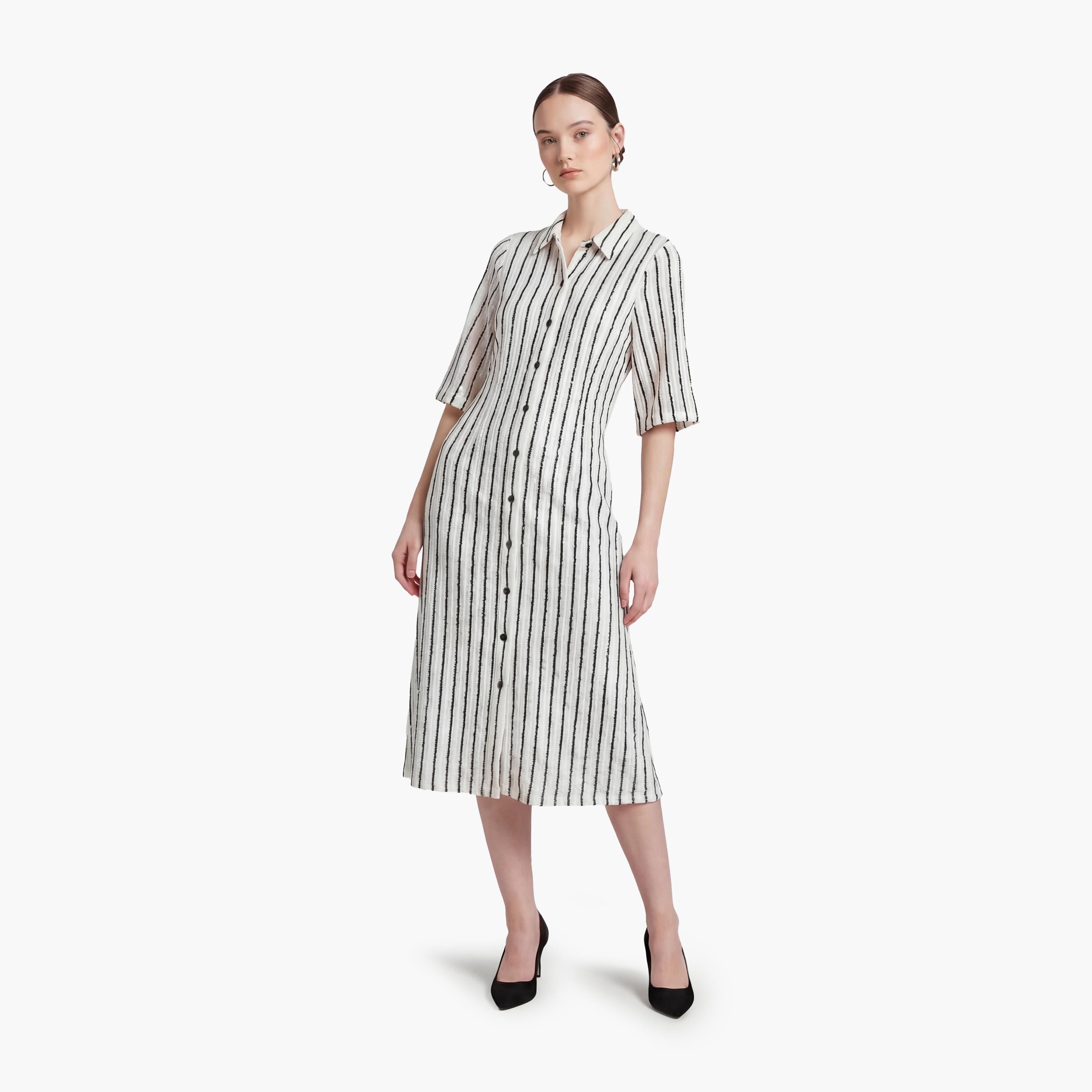KOTON White Striped Collared Women's Cardigan-women-winterwear-cardigansandjumpers-cardigans-image-1