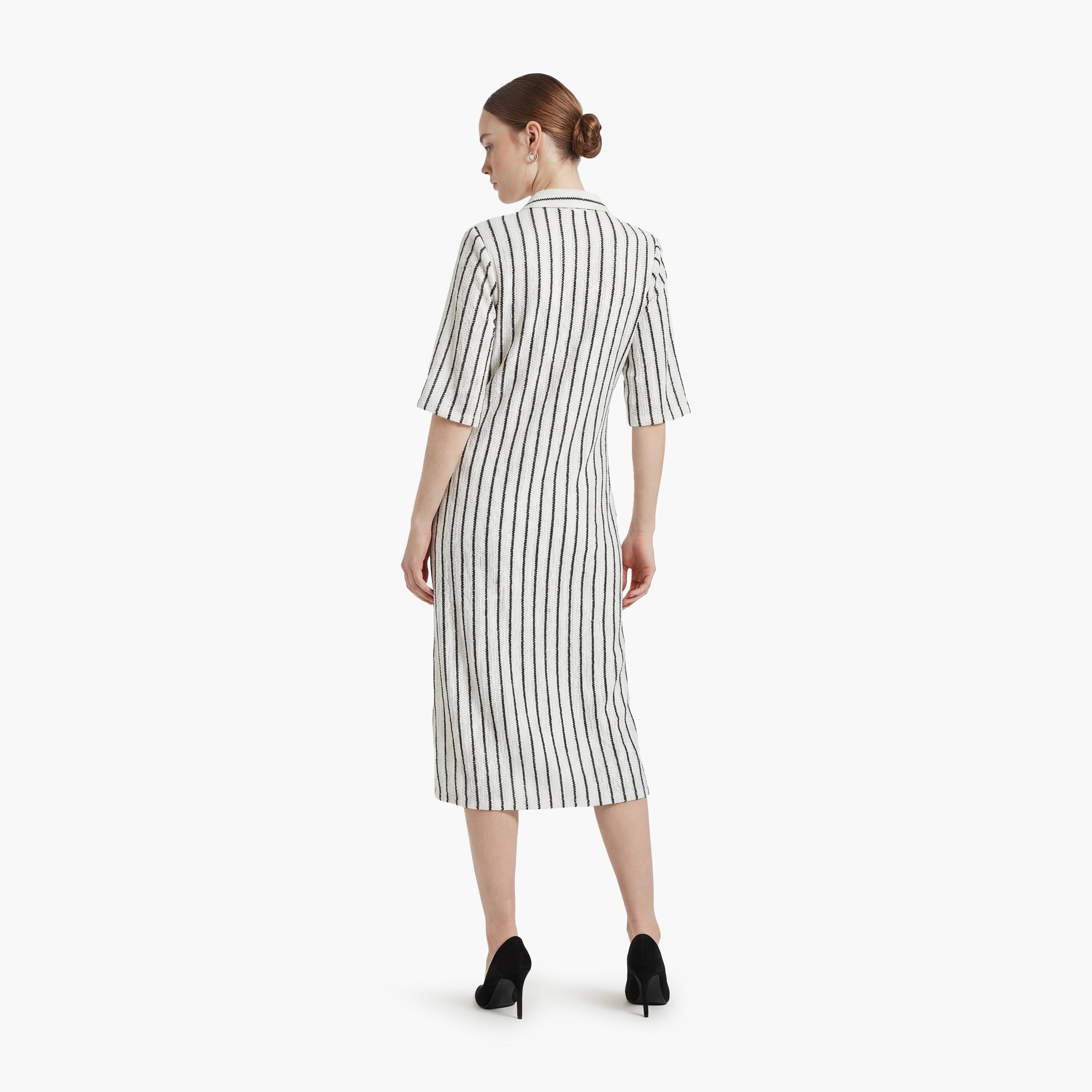 KOTON White Striped Collared Women's Cardigan-women-winterwear-cardigansandjumpers-cardigans-image-3
