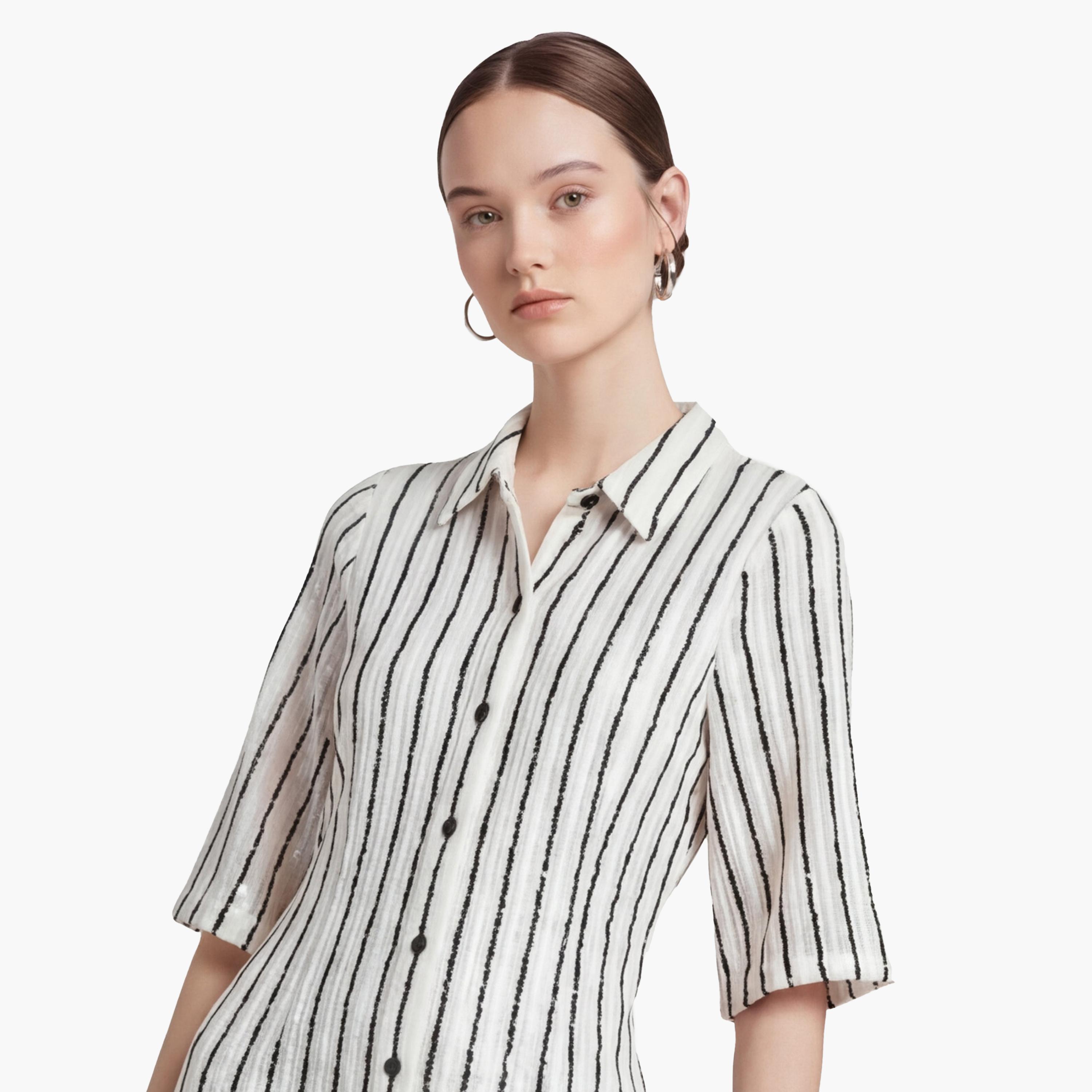 KOTON White Striped Collared Women's Cardigan-women-winterwear-cardigansandjumpers-cardigans-image-4