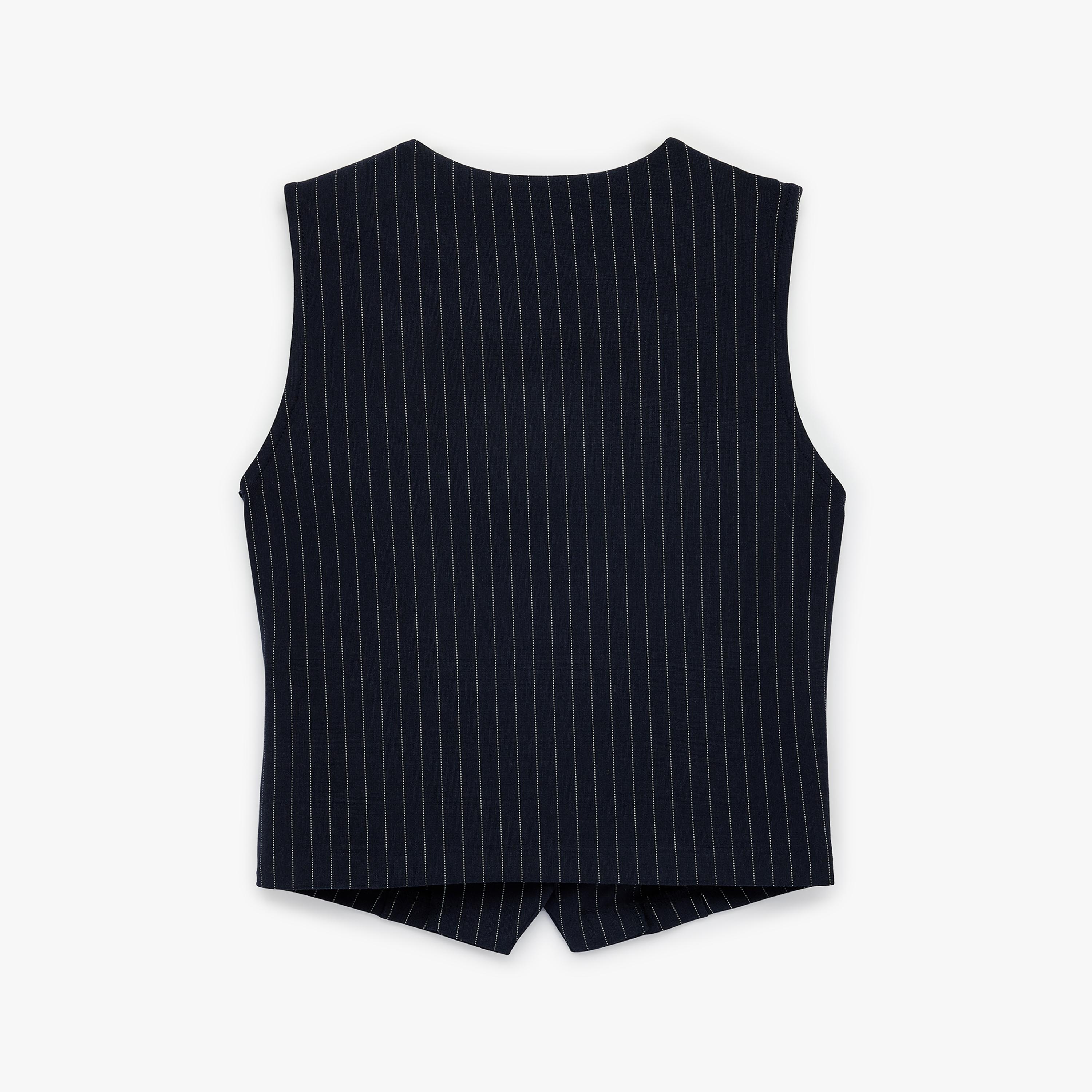 KOTON Navy Striped Women's Vest-women-winterwear-coatsandjackets-waistcoats-image-4