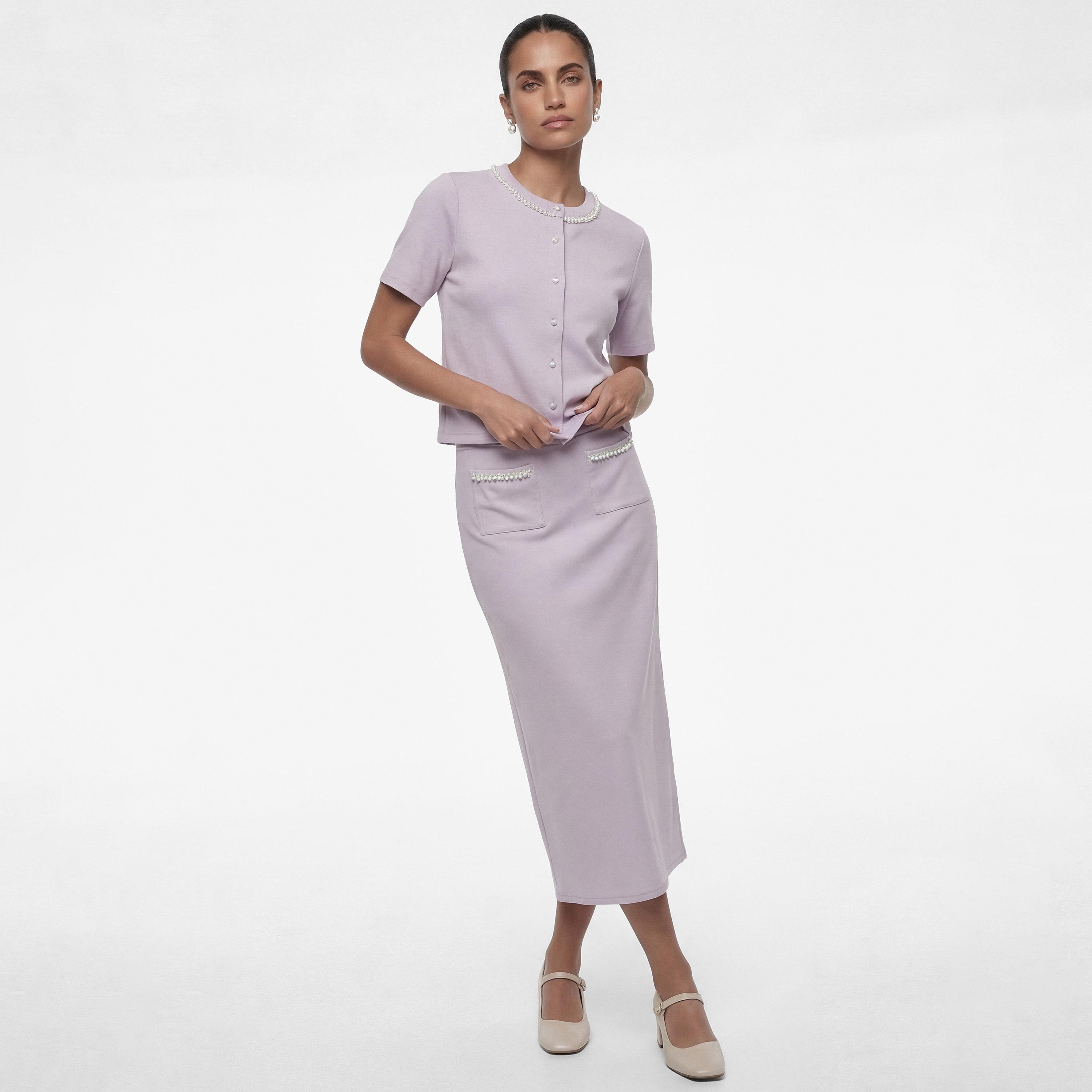 KOTON Lavender Pearl Detailed Women's Top-women-clothing-shirtsandblouses-blouses-image-2