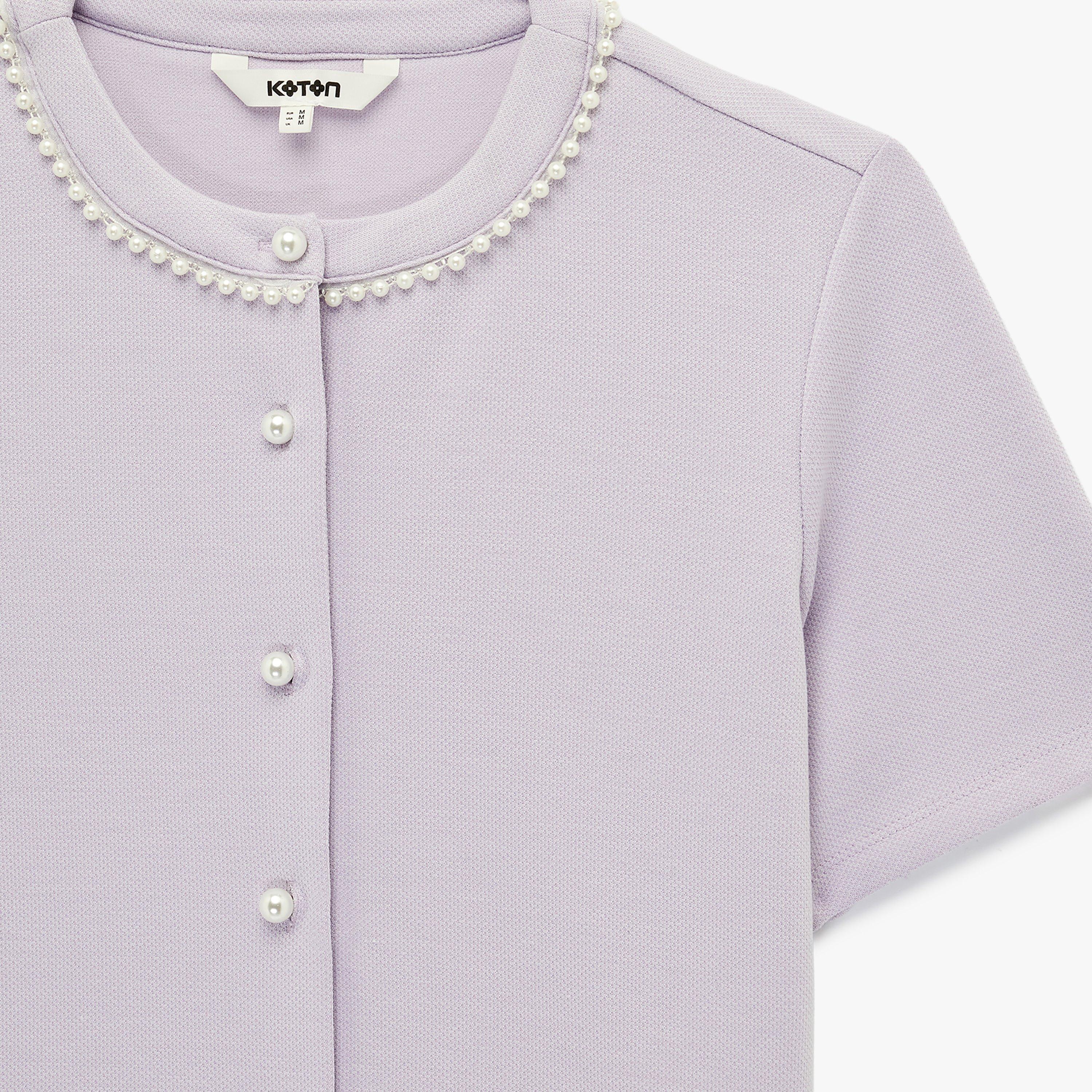 KOTON Lavender Pearl Detailed Women's Top-women-clothing-shirtsandblouses-blouses-image-6