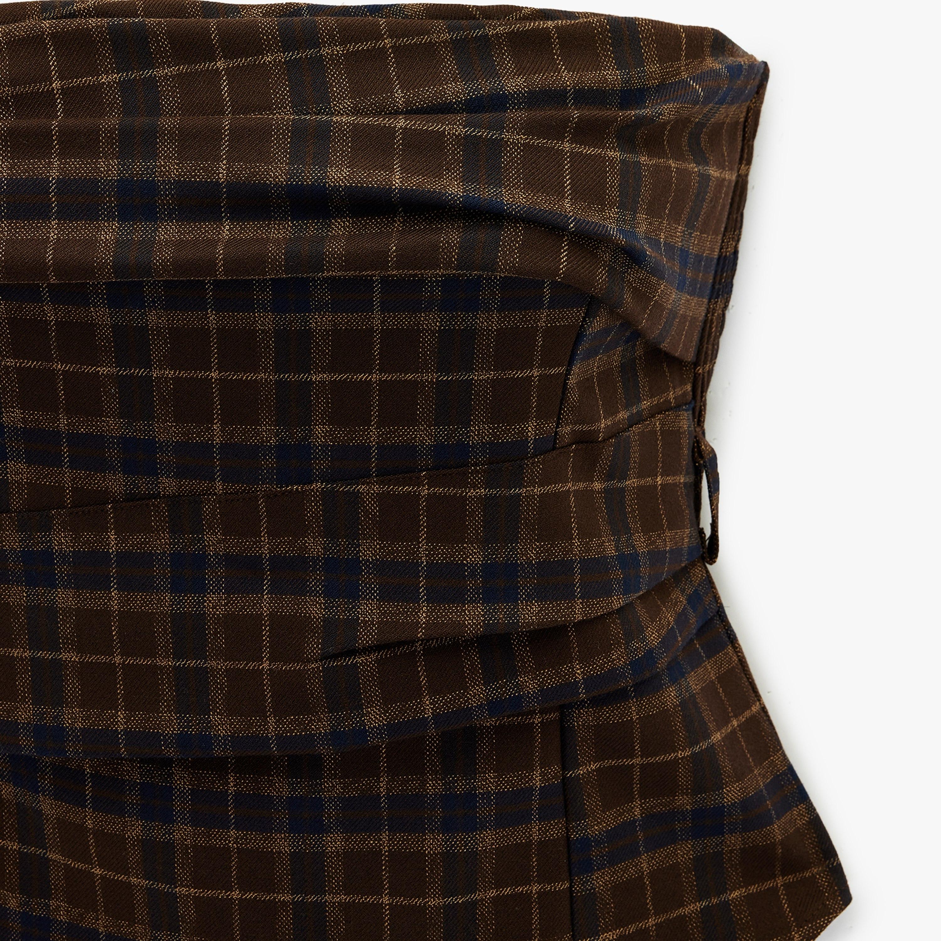 KOTON Brown Checked Strapless Women's Top-women-clothing-shirtsandblouses-blouses-image-5