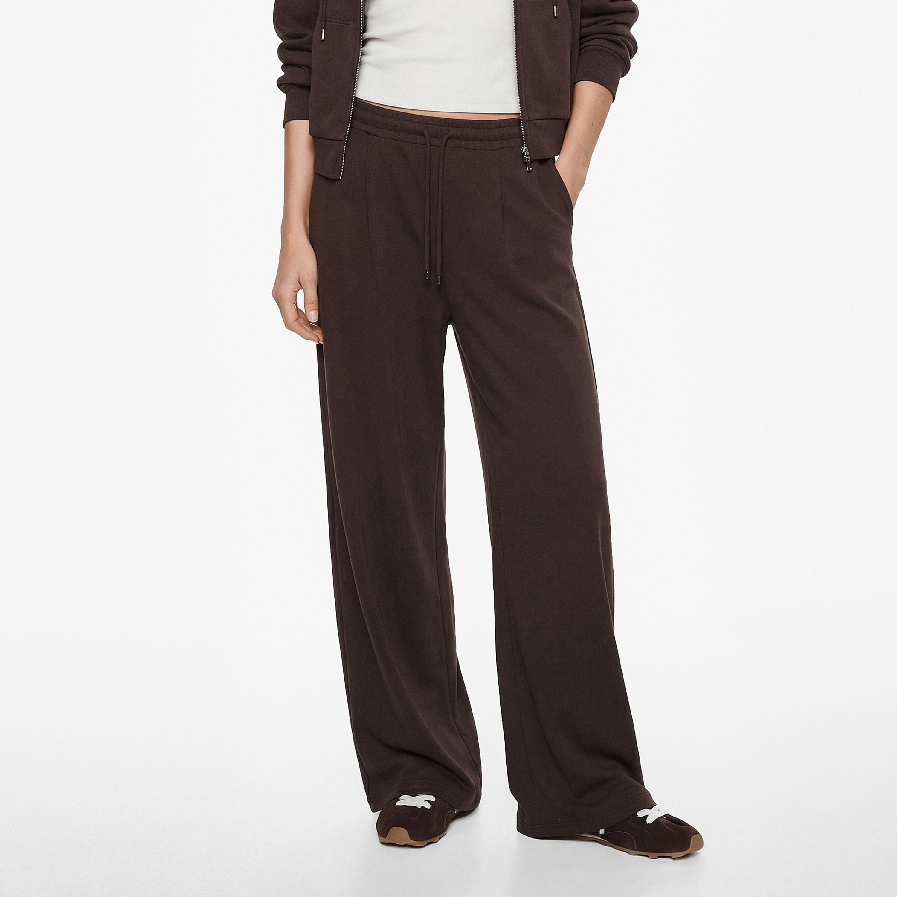 KOTON Drawstring Waist Wide Leg Women's Trousers-women-clothing-bottoms-trousers-image-1
