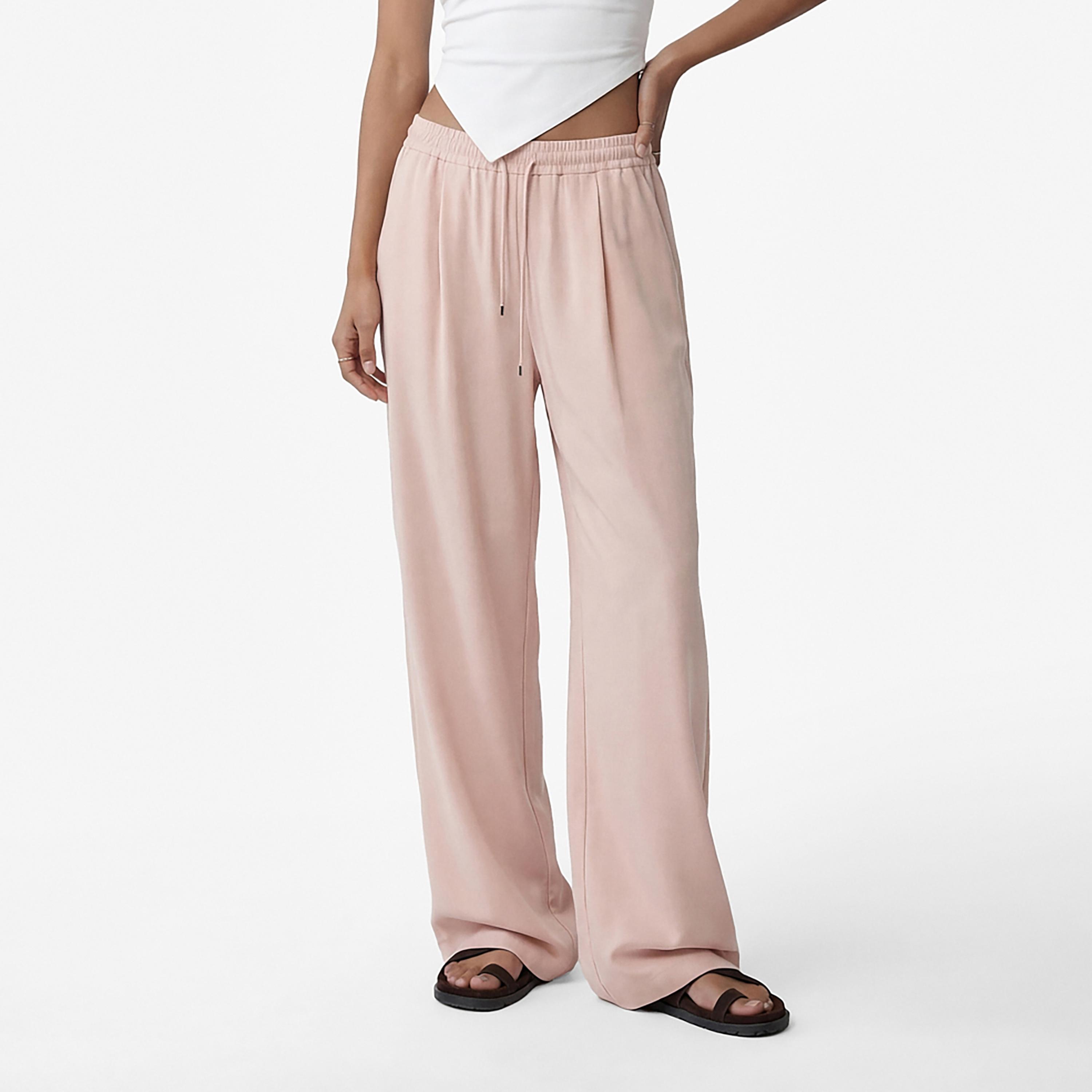 بنطال نسائي بقصة أرجل واسعة وخصر برباط من كوتون-women-clothing-bottoms-trousers-image-5