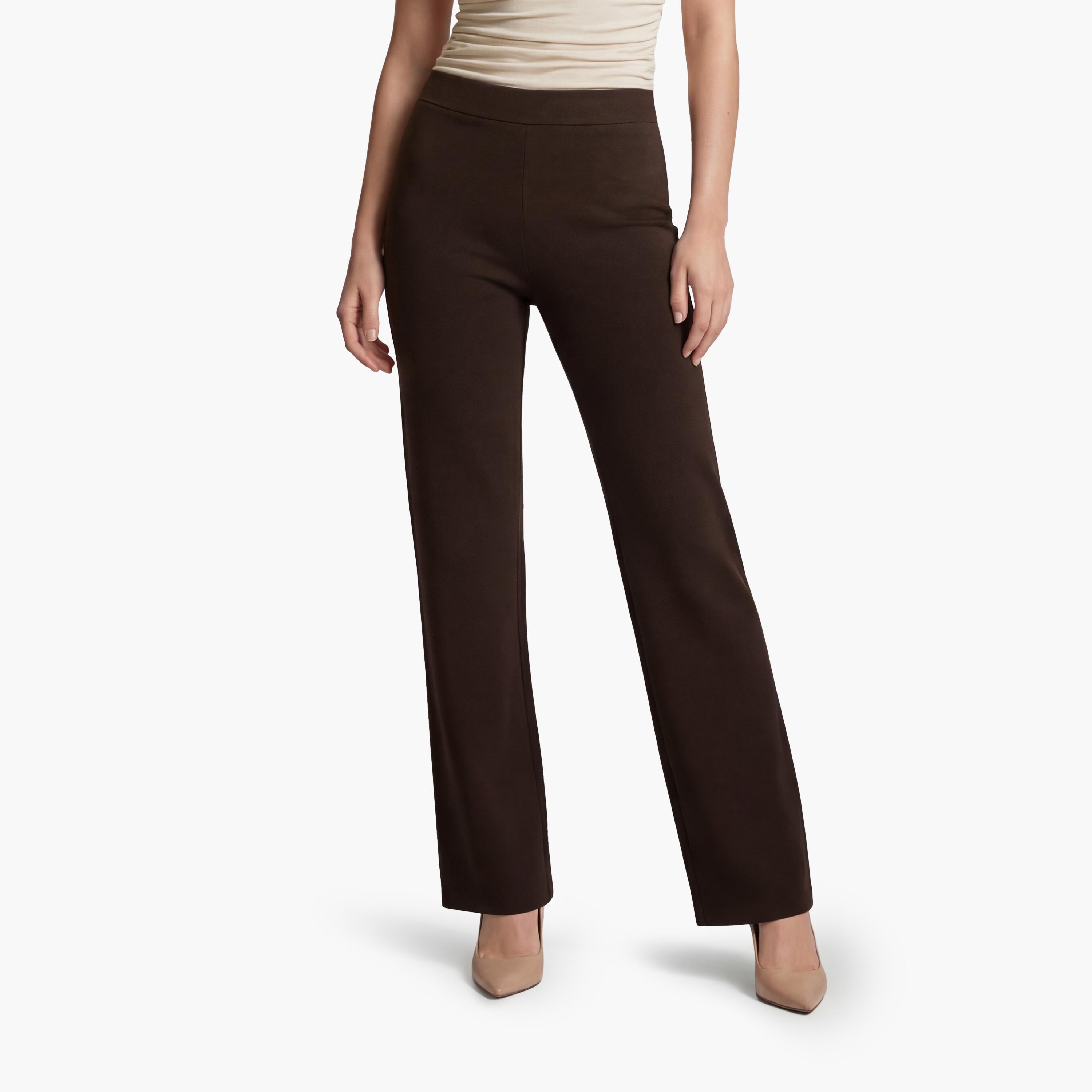 KOTON Brown Plain Wide Leg Women's Trousers-women-clothing-bottoms-trousers-image-1