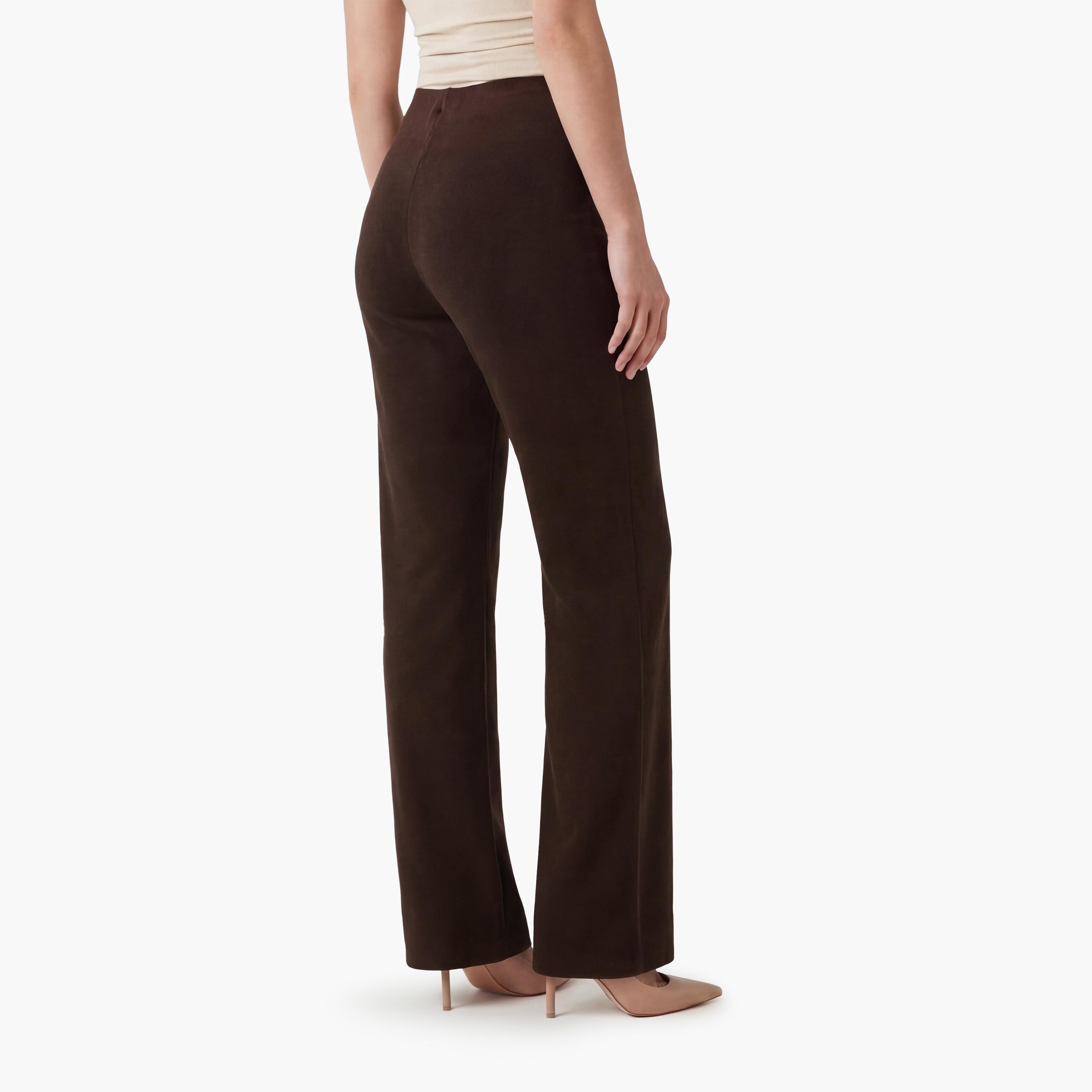 KOTON Brown Plain Wide Leg Women's Trousers-women-clothing-bottoms-trousers-image-3