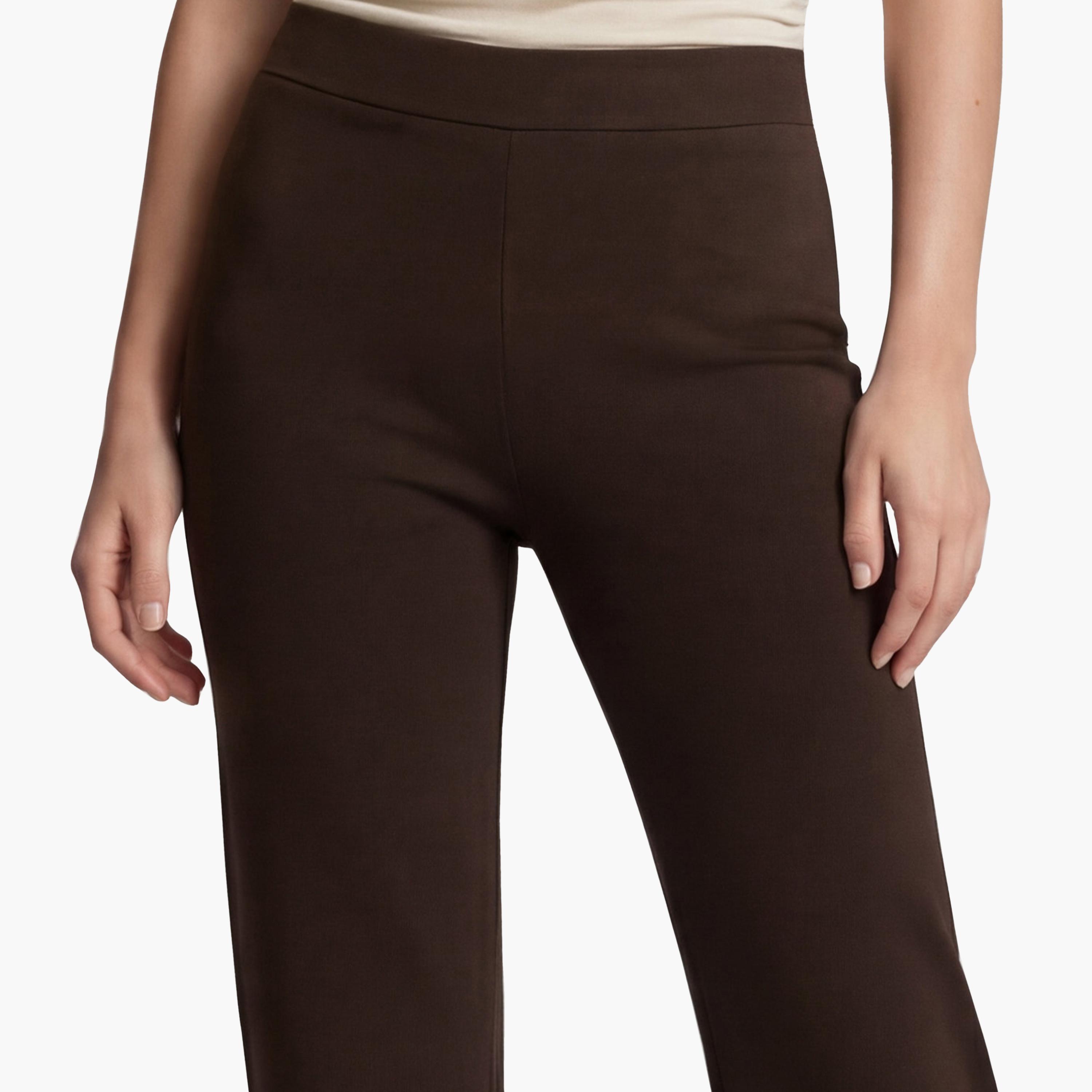 KOTON Brown Plain Wide Leg Women's Trousers-women-clothing-bottoms-trousers-image-4