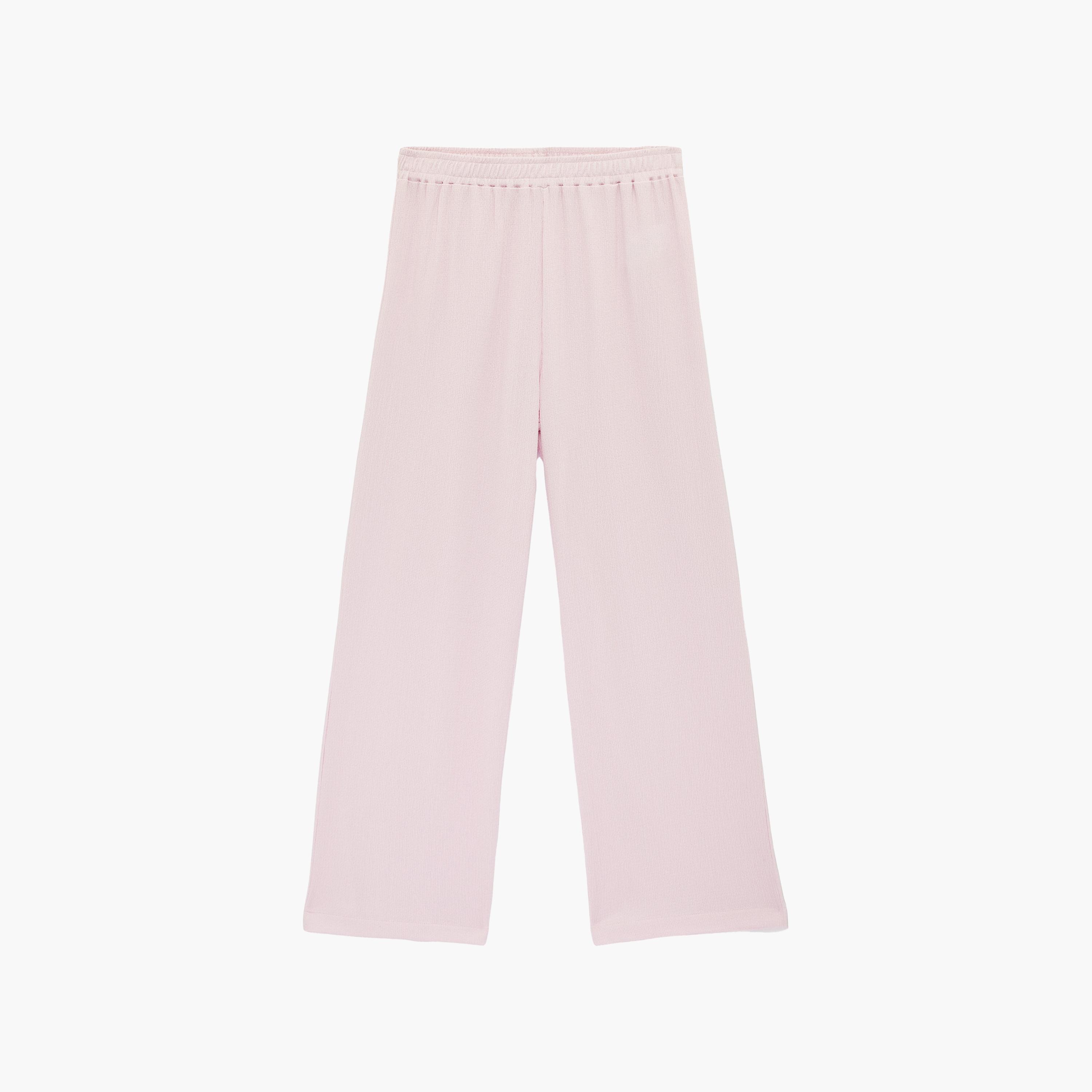 KOTON Pink Textured Elasticated Waist Straight Women's Trousers-women-clothing-bottoms-trousers-image-6