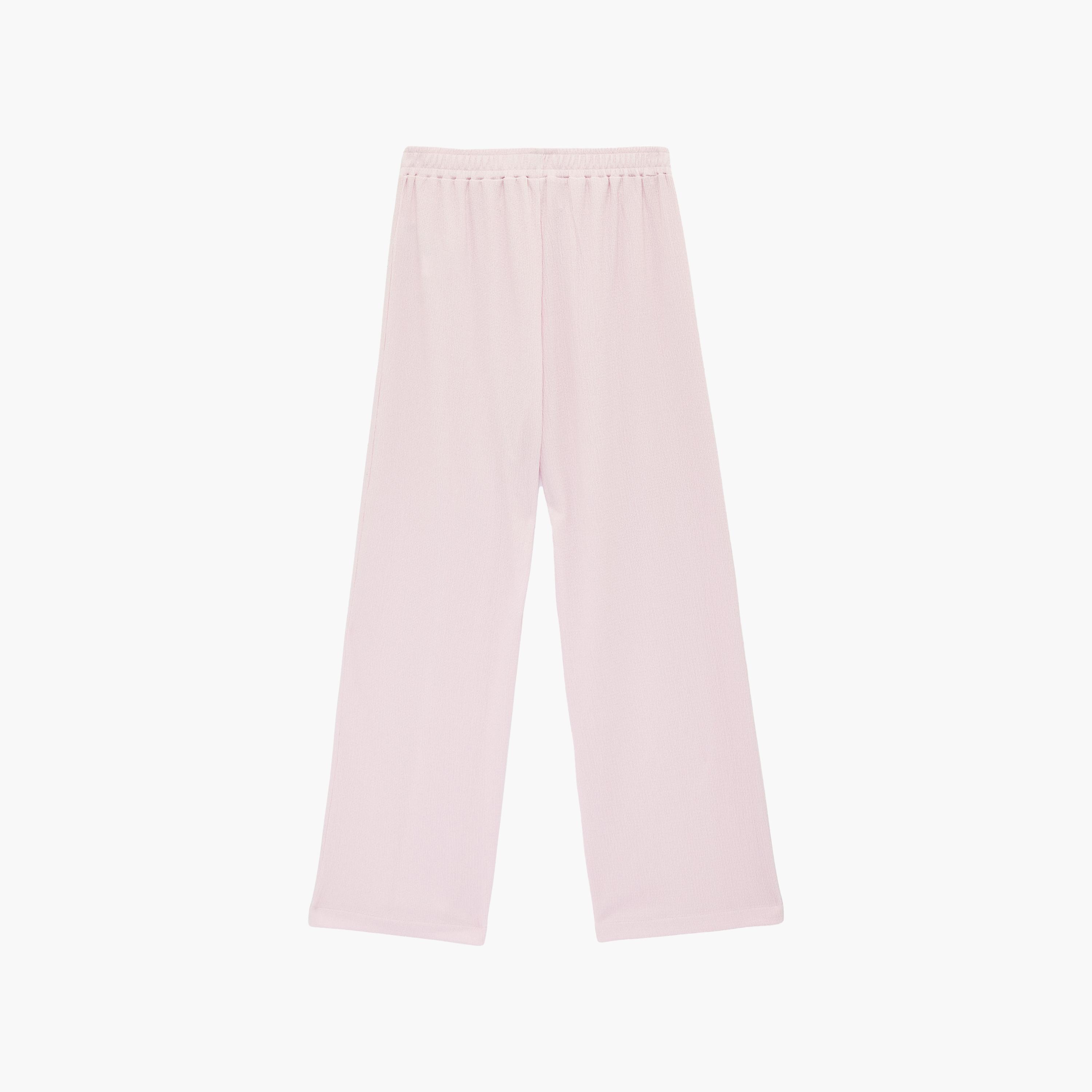 KOTON Pink Textured Elasticated Waist Straight Women's Trousers-women-clothing-bottoms-trousers-image-7
