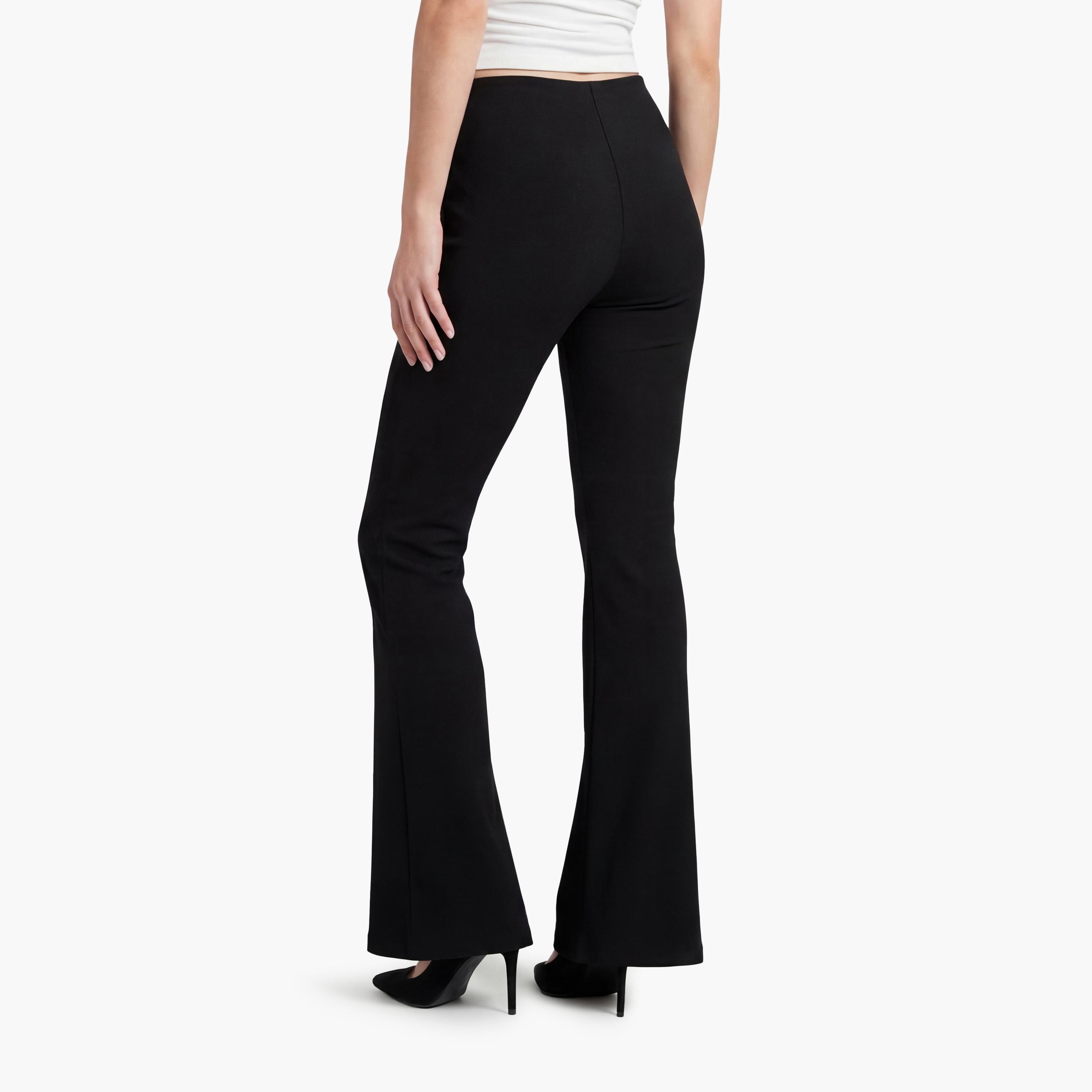 KOTON Black Plain Flared Women's Trousers-women-clothing-bottoms-trousers-image-3