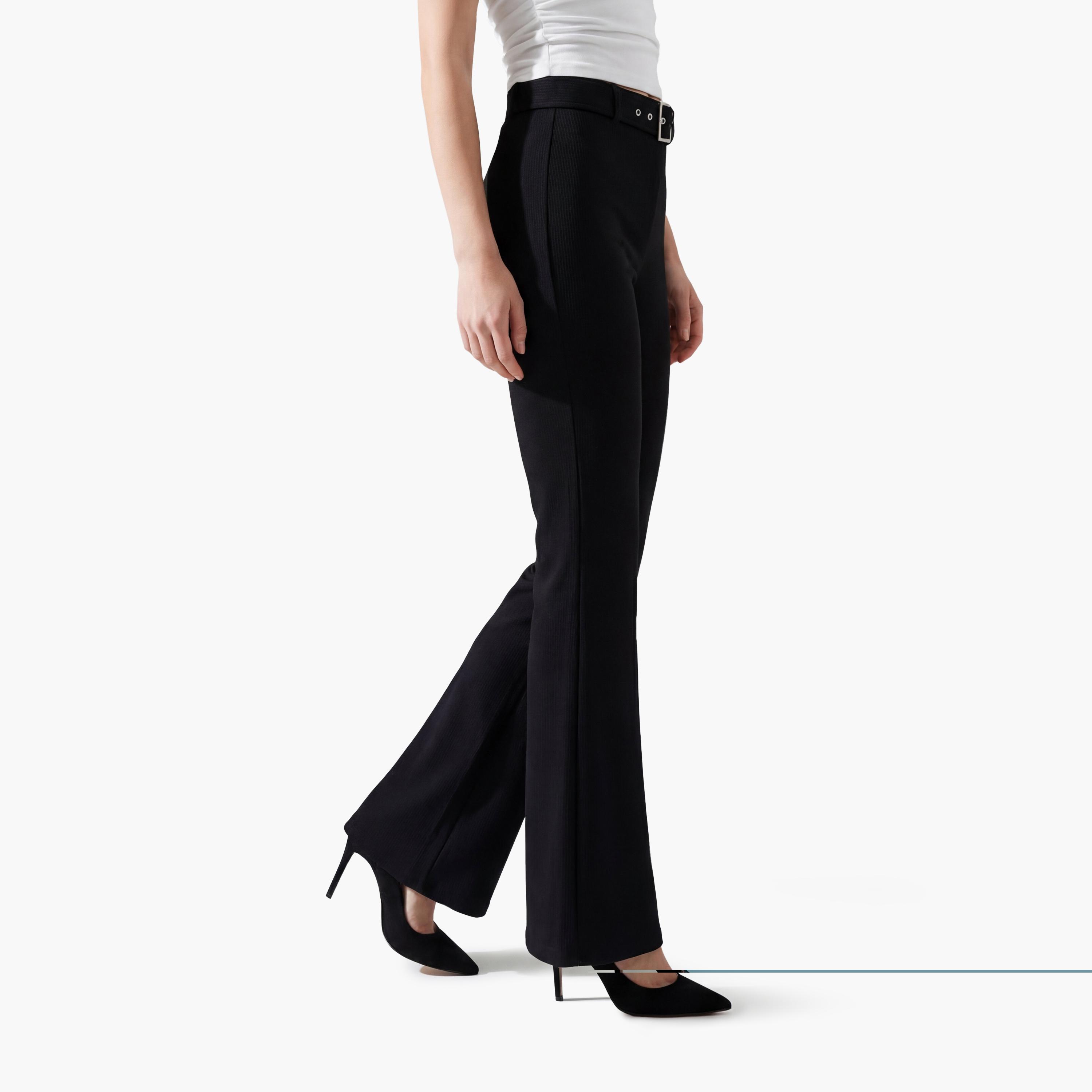 KOTON Black Plain Flared Women's Trousers-women-clothing-bottoms-trousers-image-4