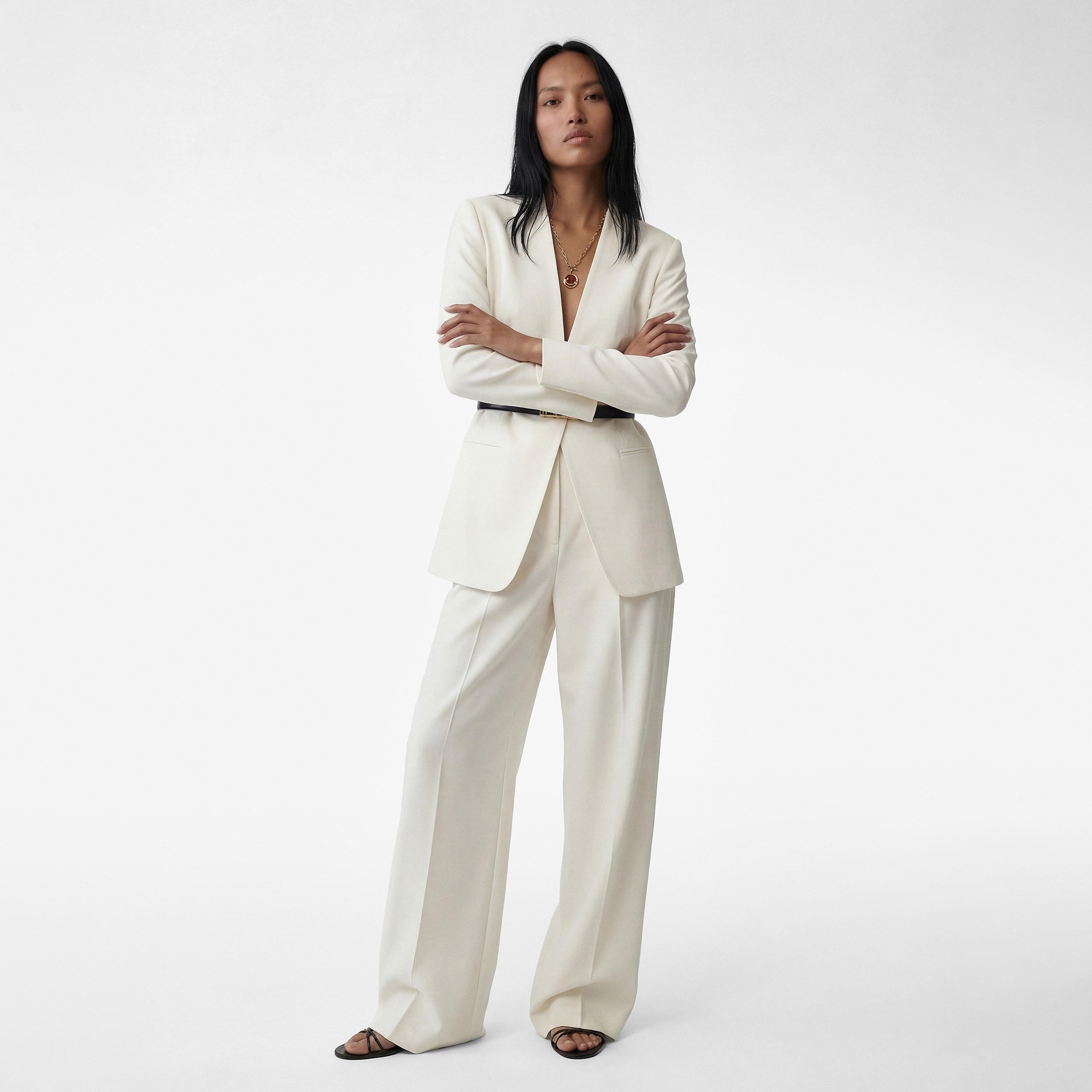 KOTON White Plain Hook and Bar Wide Leg Women's Trousers-women-clothing-bottoms-trousers-image-2