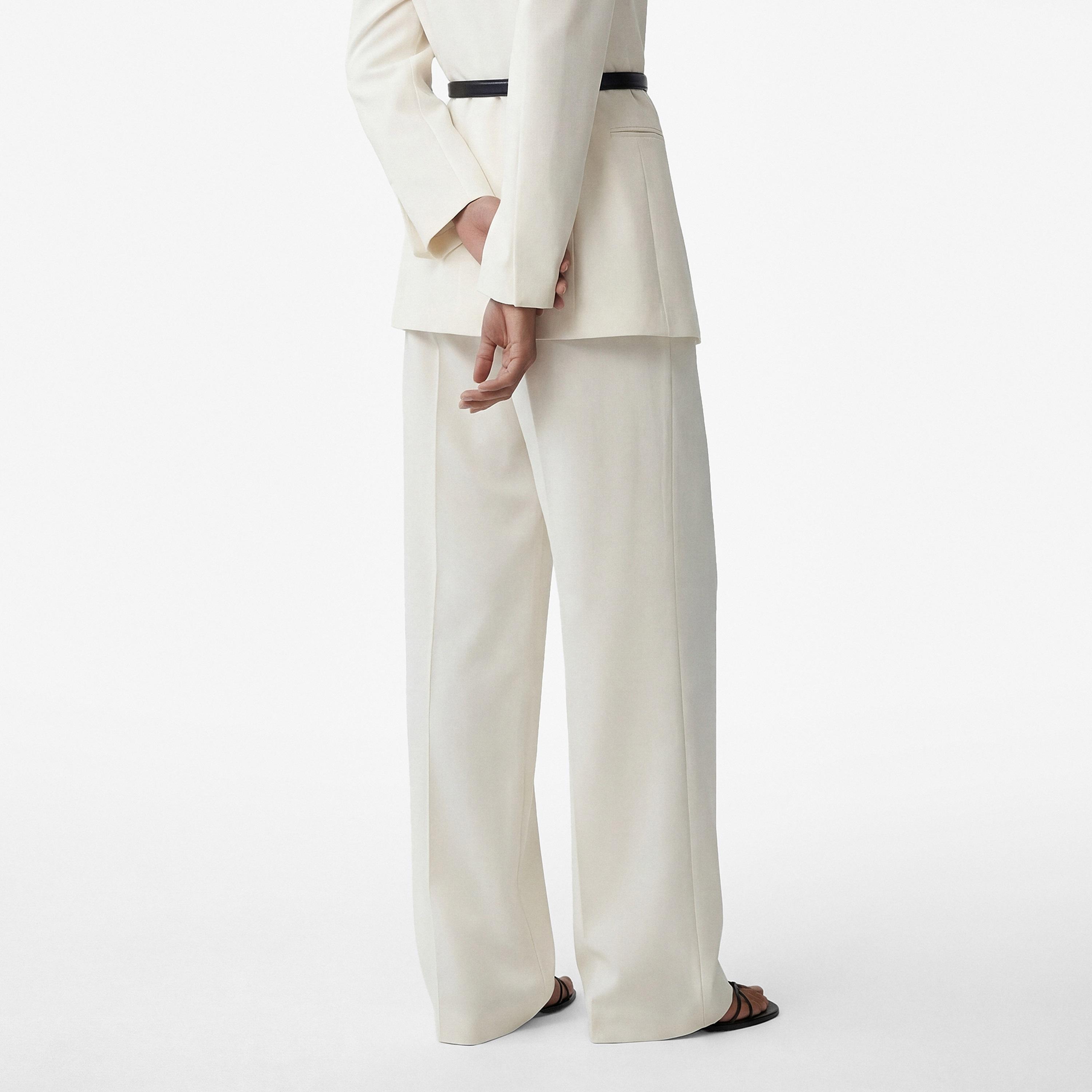KOTON White Plain Hook and Bar Wide Leg Women's Trousers-women-clothing-bottoms-trousers-image-3